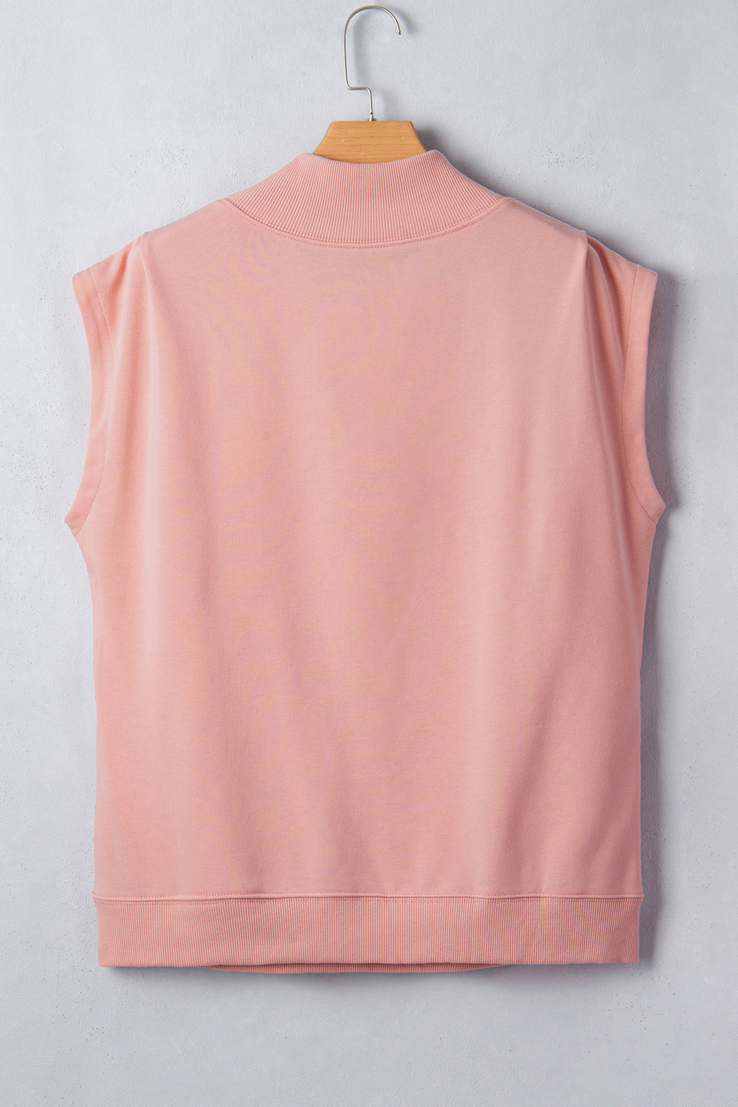 Women's Pink High Neck Cap Sleeve Top – Casual Loose Shift Blouse for Daily Wear - Detail View 7 Women's Pink High Neck Cap Sleeve Top – Casual Loose Shift Blouse for Daily Wear - Detail View 7