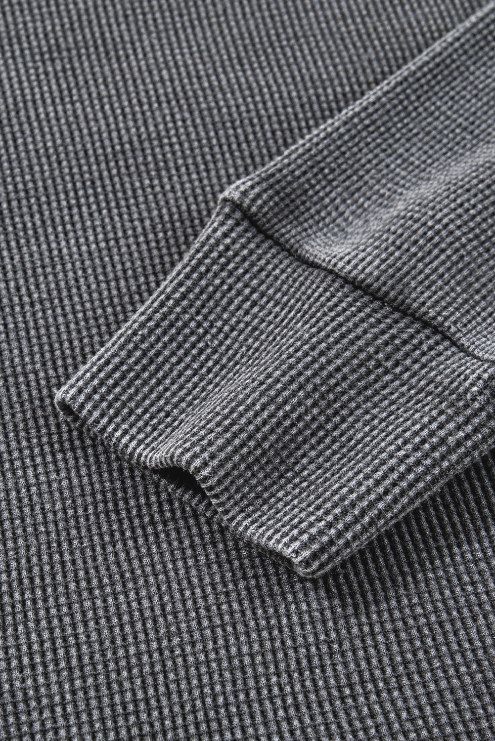 Chic Dark Grey Waffle Knit Loose Top for Women – Versatile Long Sleeve Style for Daily Wear - Detail View 11 Chic Dark Grey Waffle Knit Loose Top for Women – Versatile Long Sleeve Style for Daily Wear - Detail View 11