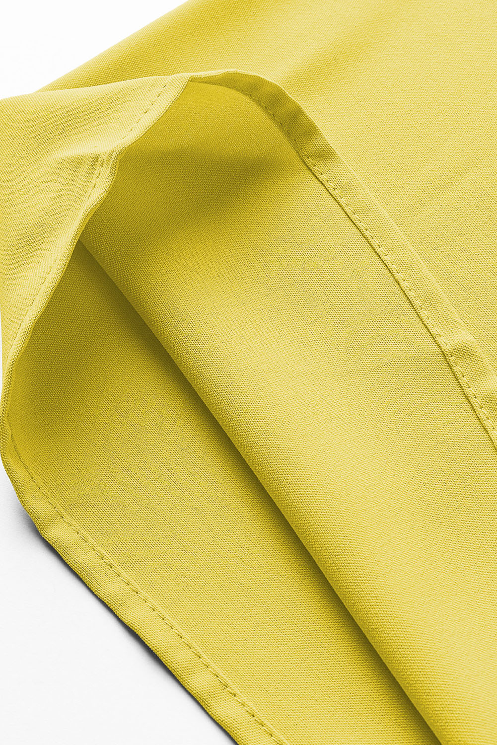 Modern Women's Draped V-Neck Blouse – Solid Yellow Summer Top - Detail View 18 Modern Women's Draped V-Neck Blouse – Solid Yellow Summer Top - Detail View 18