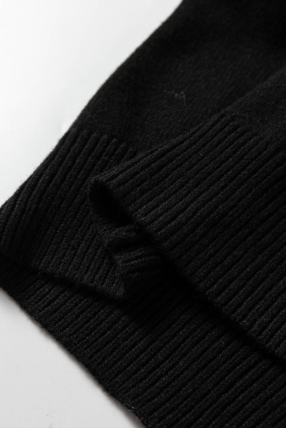 Women's Black Colorblock Crew Neck Drop Shoulder Sweater – Casual Daily Wear for Fall Layering - Detail View 10 Women's Black Colorblock Crew Neck Drop Shoulder Sweater – Casual Daily Wear for Fall Layering - Detail View 10