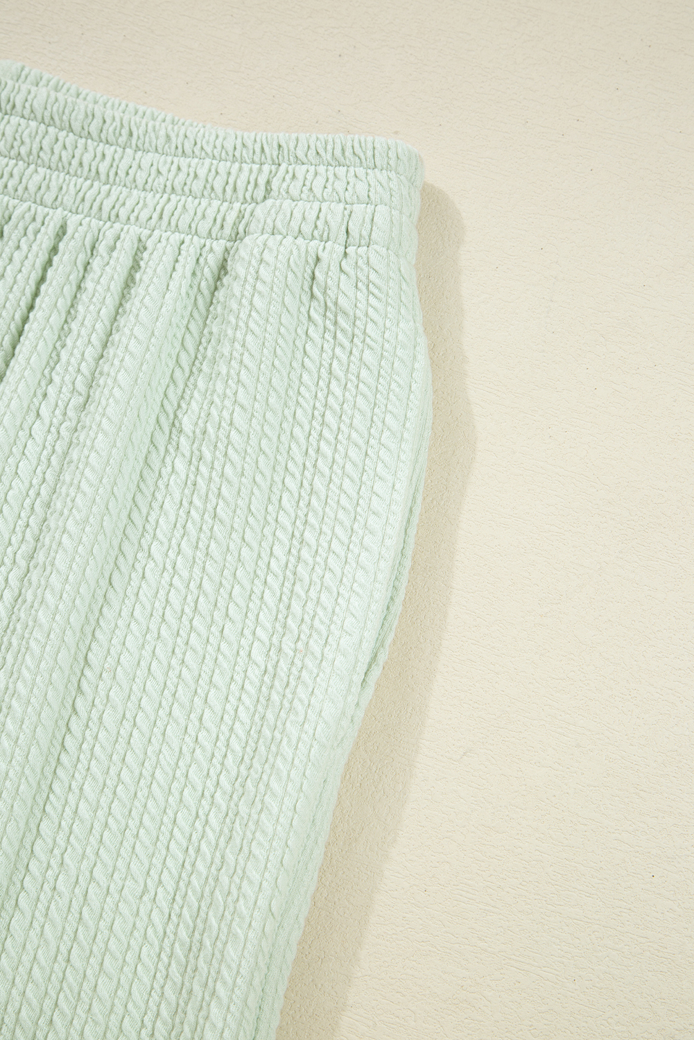 Casual Long Sleeve Shirt and Wide Leg Pants Set in Clearly Aqua for Daily Wear - Detail View 14 Casual Long Sleeve Shirt and Wide Leg Pants Set in Clearly Aqua for Daily Wear - Detail View 14