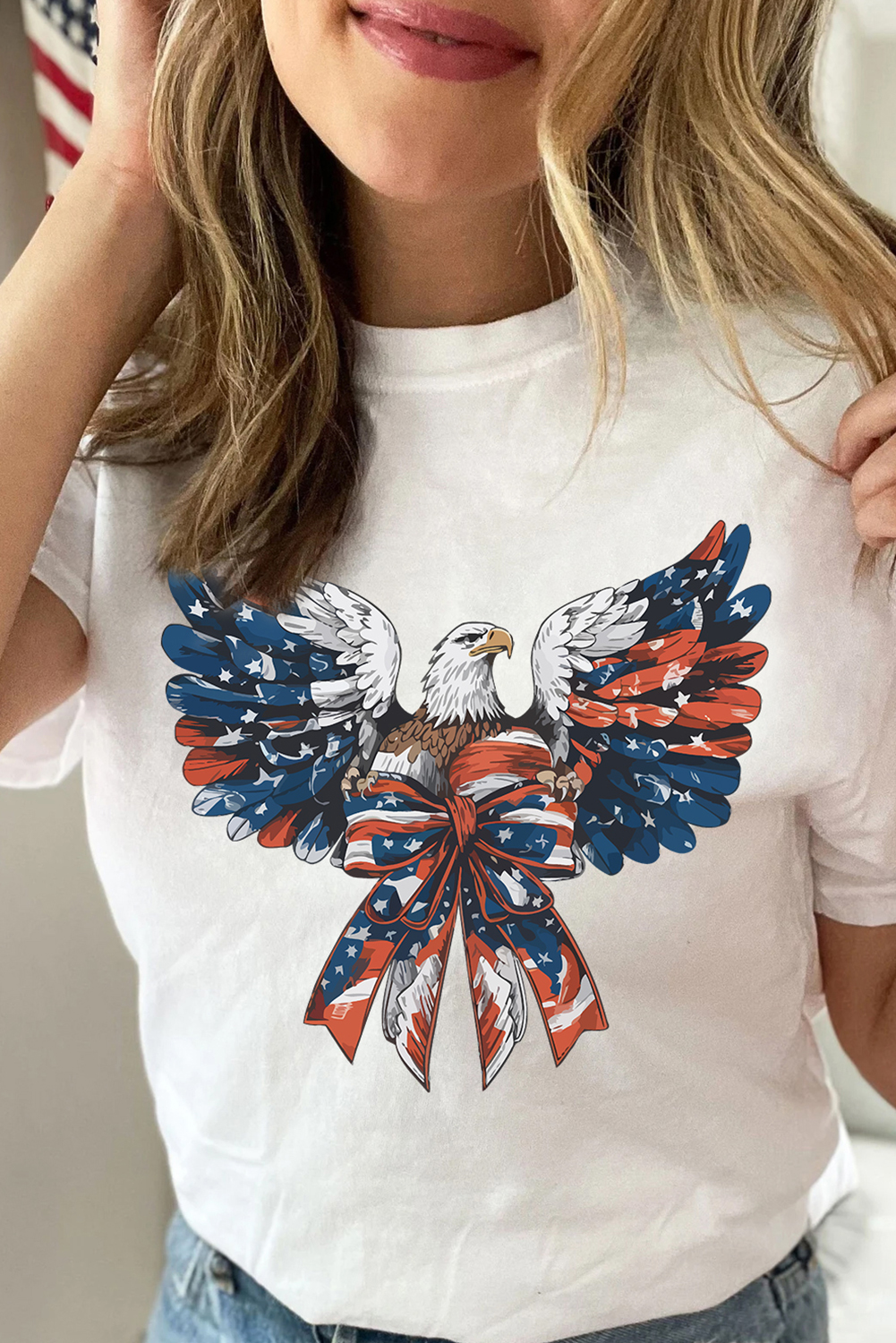 Patriotic Short Sleeve Eagle Print T-Shirt – Celebrate Independence Day in Style - Detail View 6 Patriotic Short Sleeve Eagle Print T-Shirt – Celebrate Independence Day in Style - Detail View 6