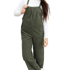 Casual Corduroy Overalls, Loose Fit Jumpsuit for Women - Main View