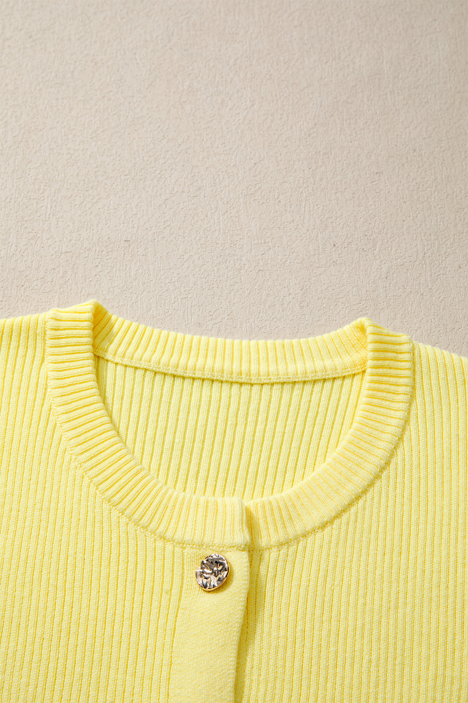 Women's Ribbed Knit Cardigan – Short Sleeve Summer Sweater - Detail View 7 Women's Ribbed Knit Cardigan – Short Sleeve Summer Sweater - Detail View 7