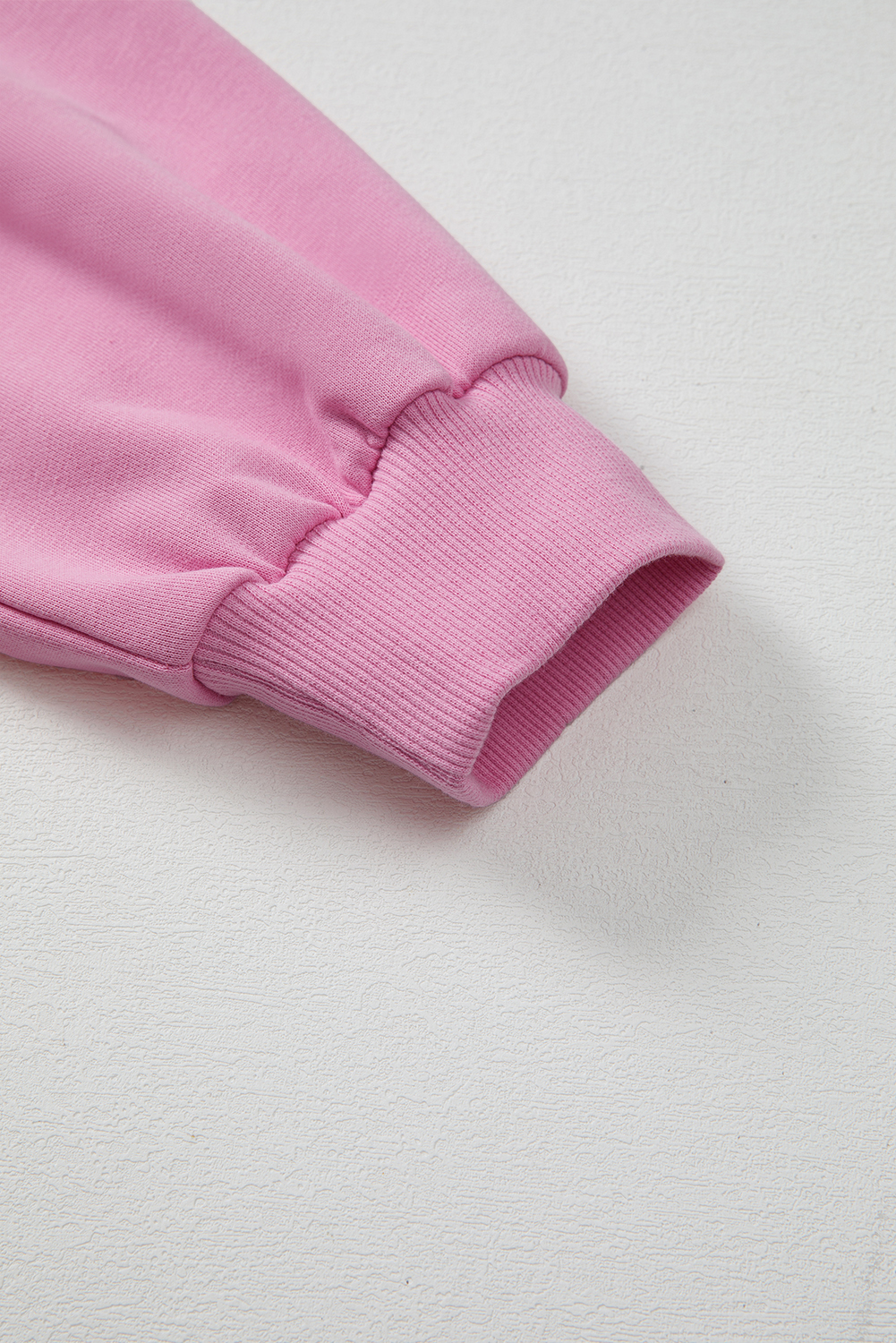 Women's Bright Pink Lace Patched Raglan Sleeve Loose Fit Sweatshirt - Detail View 9 Women's Bright Pink Lace Patched Raglan Sleeve Loose Fit Sweatshirt - Detail View 9
