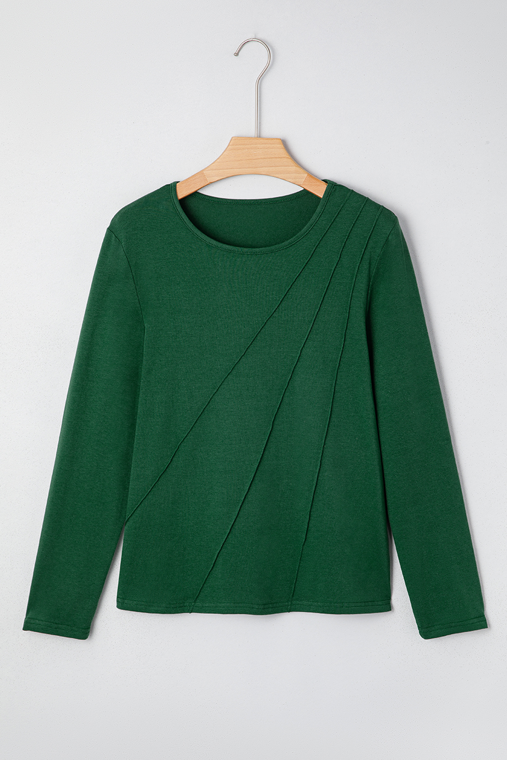 Women's Evergreen Long Sleeve Shift Top with Asymmetric Seams - Detail View 7 Women's Evergreen Long Sleeve Shift Top with Asymmetric Seams - Detail View 7