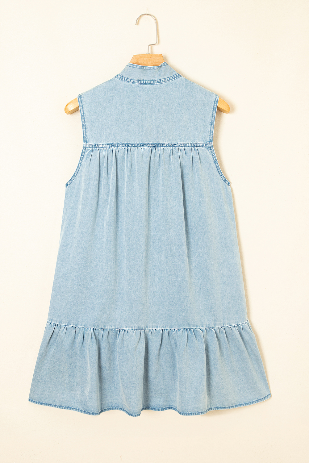 Cotton Chambray Dress, Women Light Summer Shift Mini - Detail View 6 Cotton Chambray Dress, Women Light Summer Shift Mini - Detail View 6