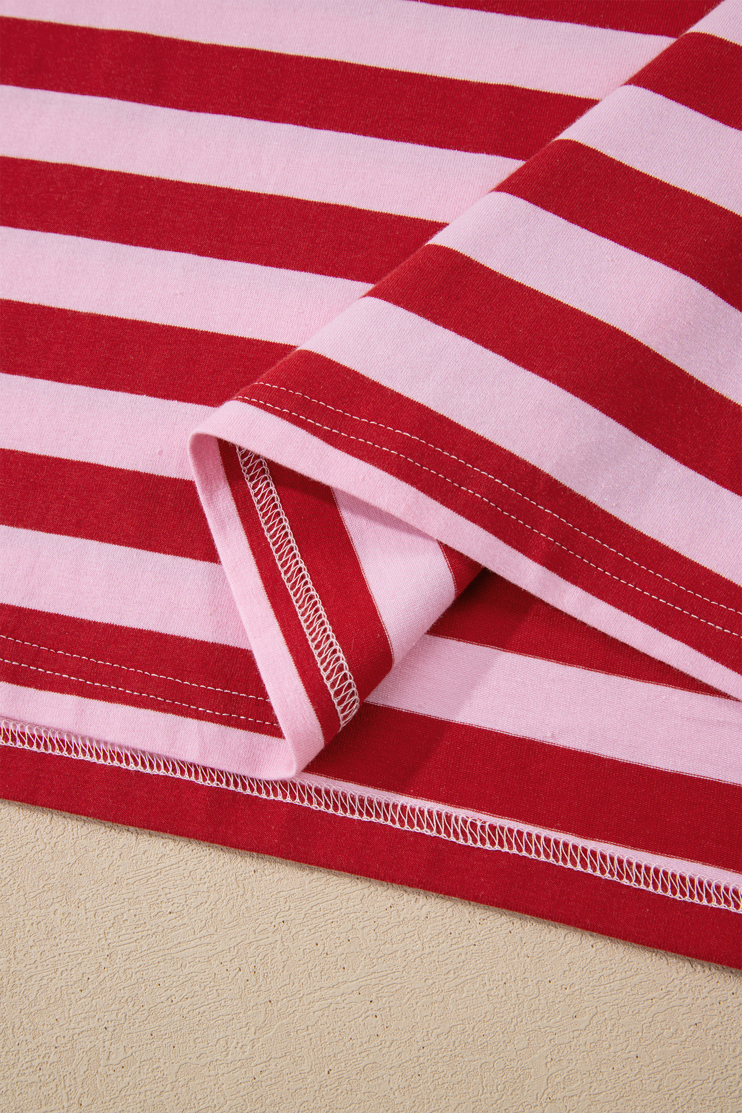 Chic Pink Stripe Casual V Neck T-Shirt for Women – Ideal Summer Companion - Detail View 9 Chic Pink Stripe Casual V Neck T-Shirt for Women – Ideal Summer Companion - Detail View 9
