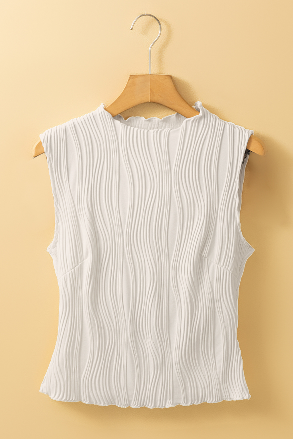 Stylish and Comfortable Women's Solid Color Tank Top with Unique Wavy Texture - Detail View 6 Stylish and Comfortable Women's Solid Color Tank Top with Unique Wavy Texture - Detail View 6
