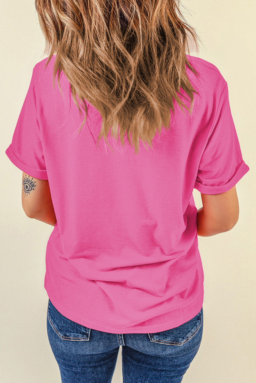Stylish Sachet Pink Short Sleeve T-Shirt with Round Neck - Perfect for Daily Wear - Detail View 2 Stylish Sachet Pink Short Sleeve T-Shirt with Round Neck - Perfect for Daily Wear - Detail View 2