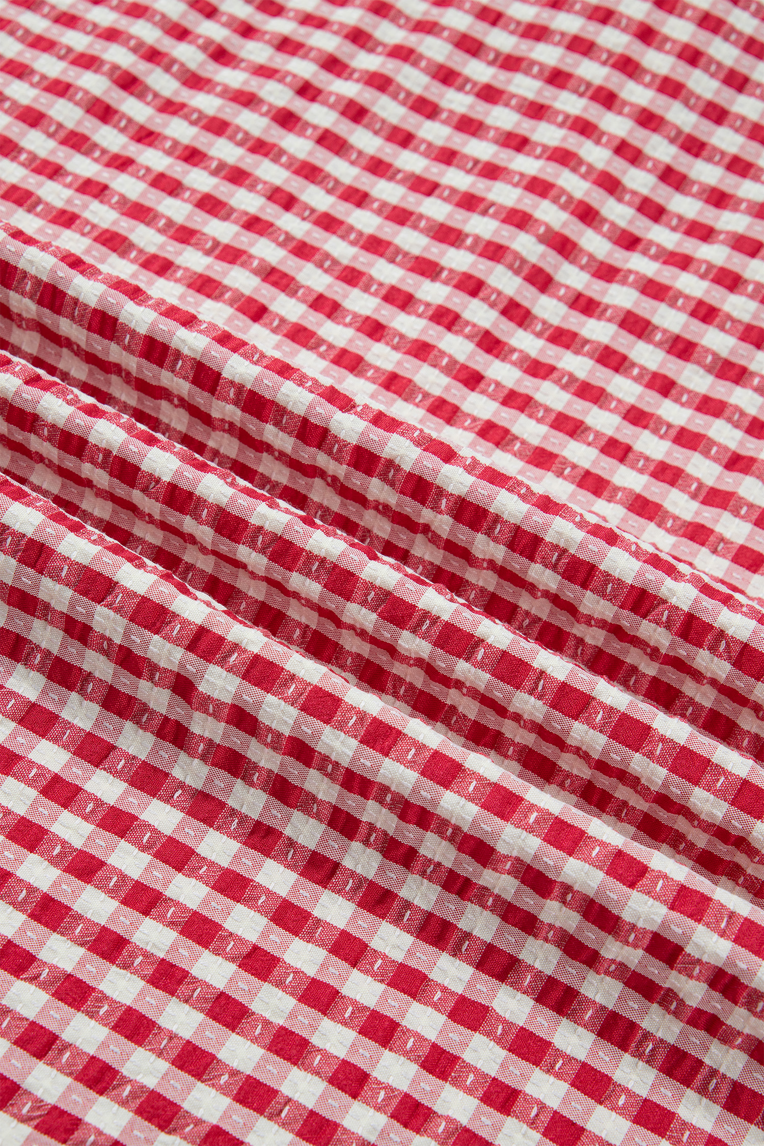 Women's Red Plaid Short Sleeve Blouse – Casual Split Neck Colorblock Trim Top for Daily Wear - Detail View 10 Women's Red Plaid Short Sleeve Blouse – Casual Split Neck Colorblock Trim Top for Daily Wear - Detail View 10