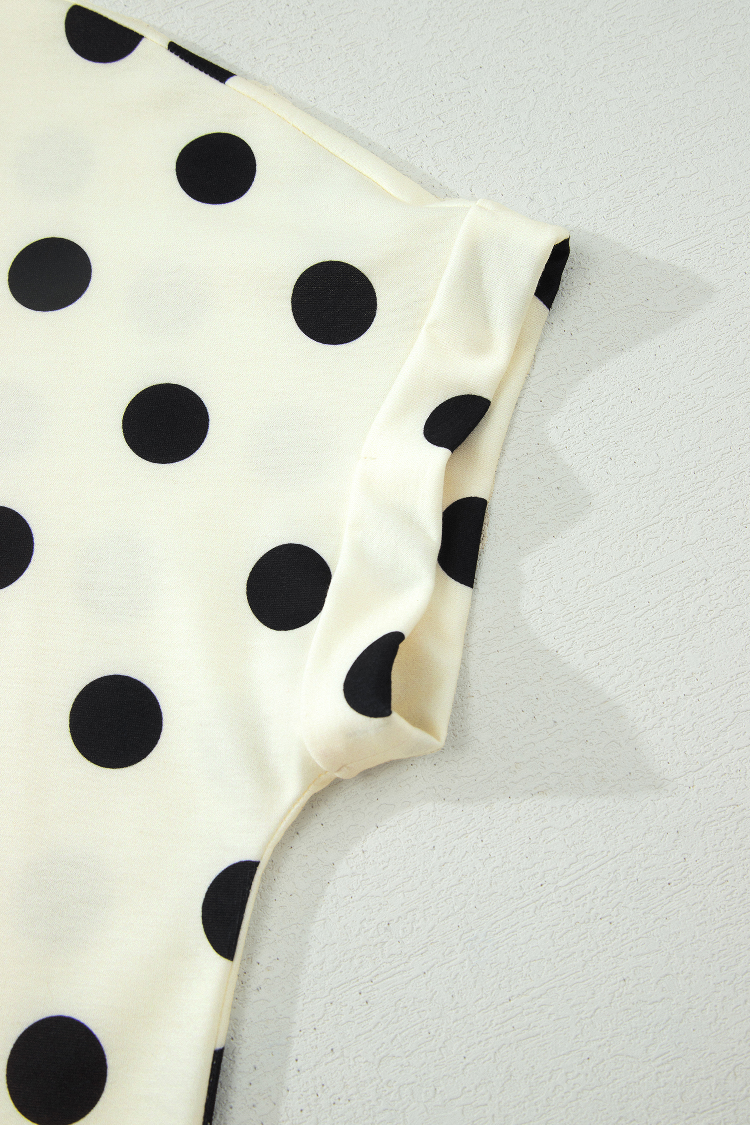 Women's Polka Dot Dolman Top - High Neck Short Sleeve Shirt - Detail View 8 Women's Polka Dot Dolman Top - High Neck Short Sleeve Shirt - Detail View 8