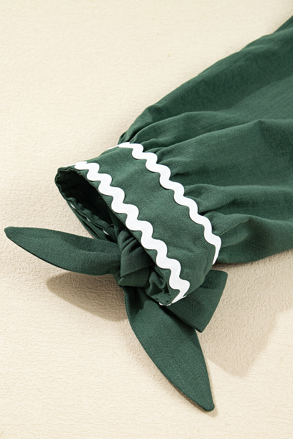 Stylish Green Mini Dress with Contrast Trim and Button Detail - Perfect for Daily Wear - Detail View 6 Stylish Green Mini Dress with Contrast Trim and Button Detail - Perfect for Daily Wear - Detail View 6