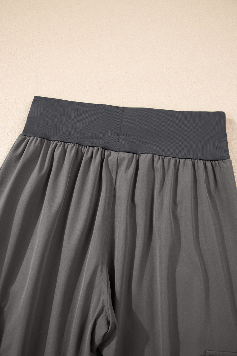 Women's Medium Grey Elastic High Waist Cargo Jogger Pants – Versatile Casual Style for Daily Wear - Detail View 7 Women's Medium Grey Elastic High Waist Cargo Jogger Pants – Versatile Casual Style for Daily Wear - Detail View 7
