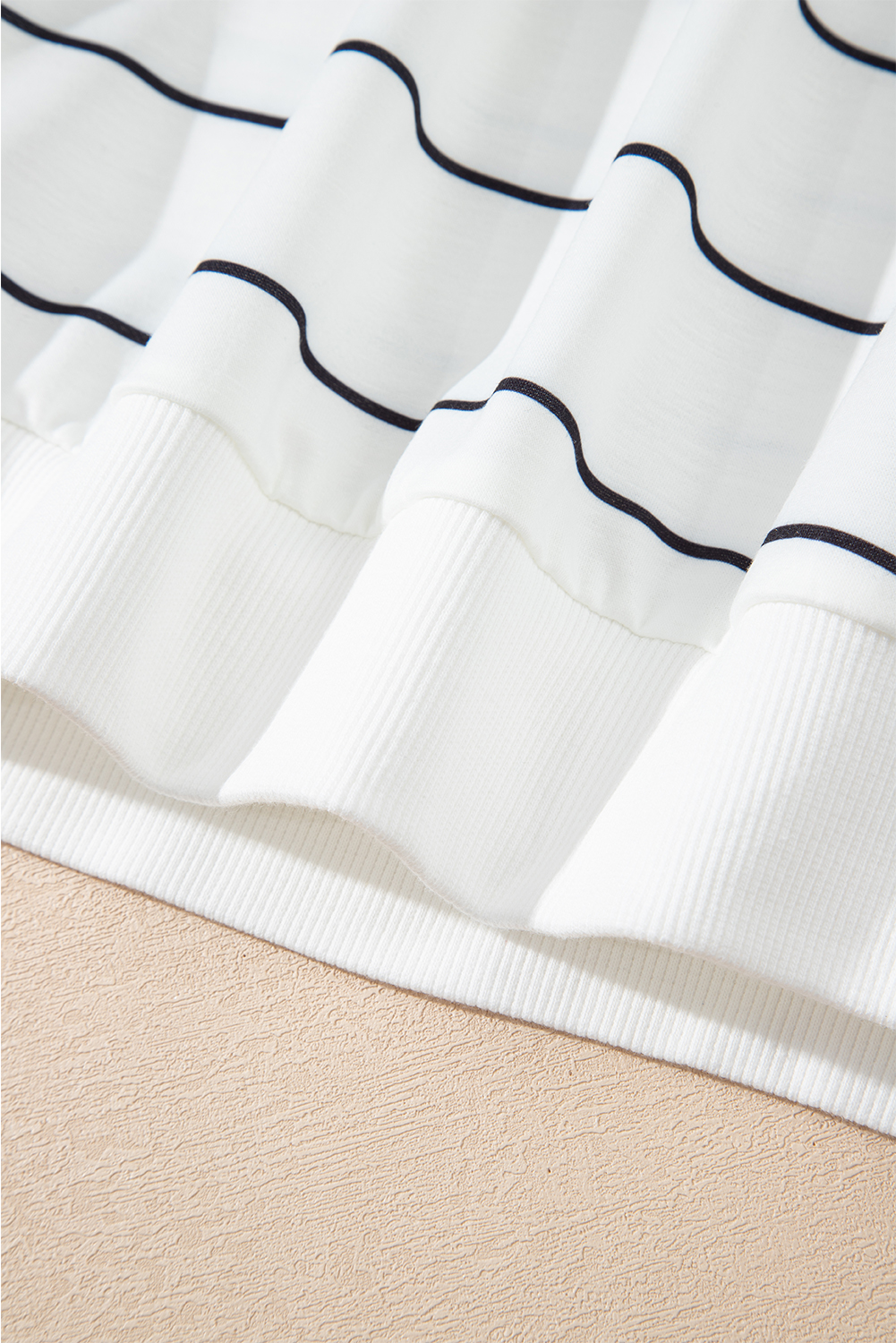 Women's Top, White, Stripe Print, V Neck, Casual Style, Drop Shoulder, Long Sleeve, Daily Wear, Autumn Fashion, Comfortable, Versatile, 95% Polyester, Trendy Design - Detail View 12 Women's Top, White, Stripe Print, V Neck, Casual Style, Drop Shoulder, Long Sleeve, Daily Wear, Autumn Fashion, Comfortable, Versatile, 95% Polyester, Trendy Design - Detail View 12