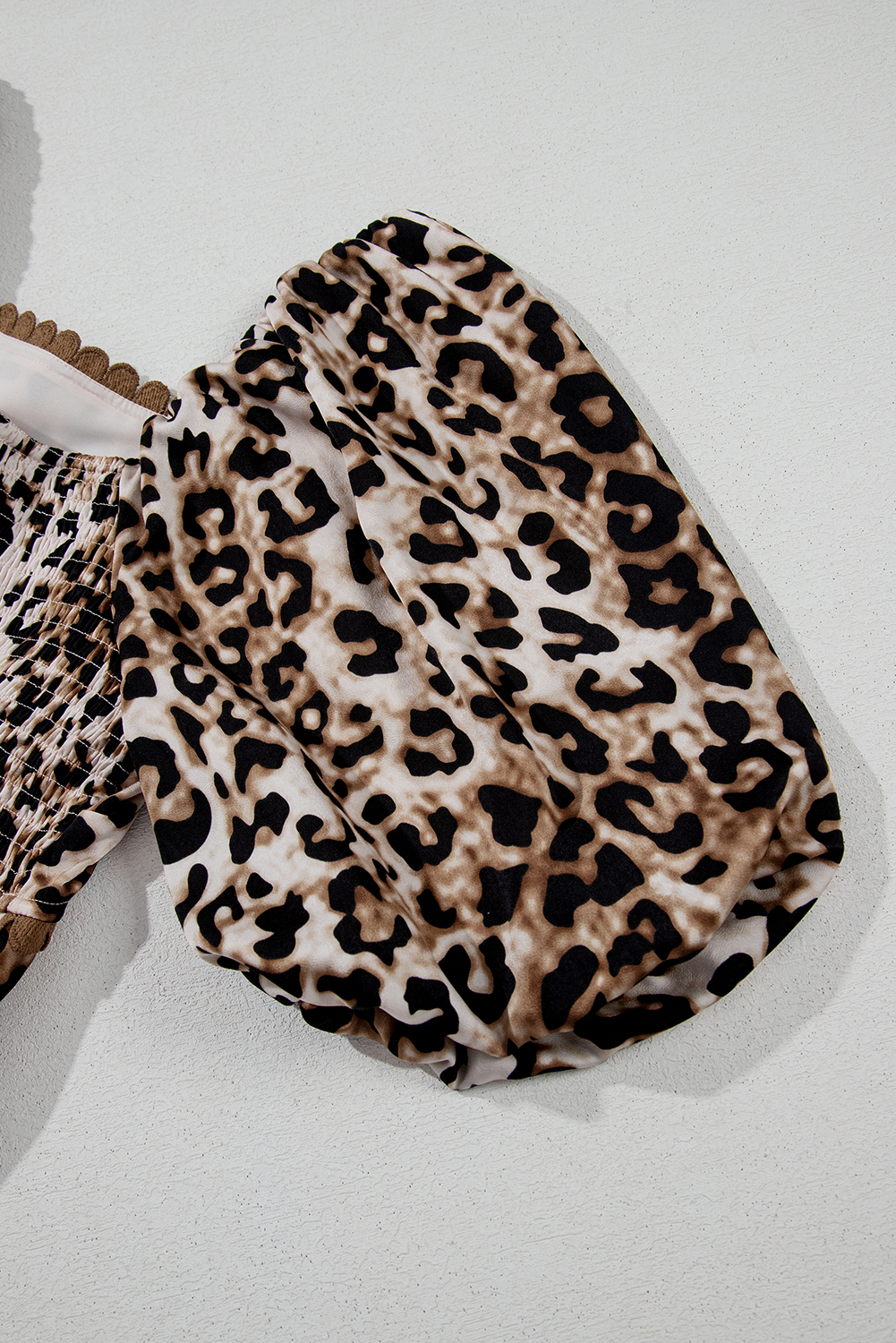 Brown Leopard Print Bubble Sleeve Square Neck Maxi Dress for Women - Detail View 13 Brown Leopard Print Bubble Sleeve Square Neck Maxi Dress for Women - Detail View 13