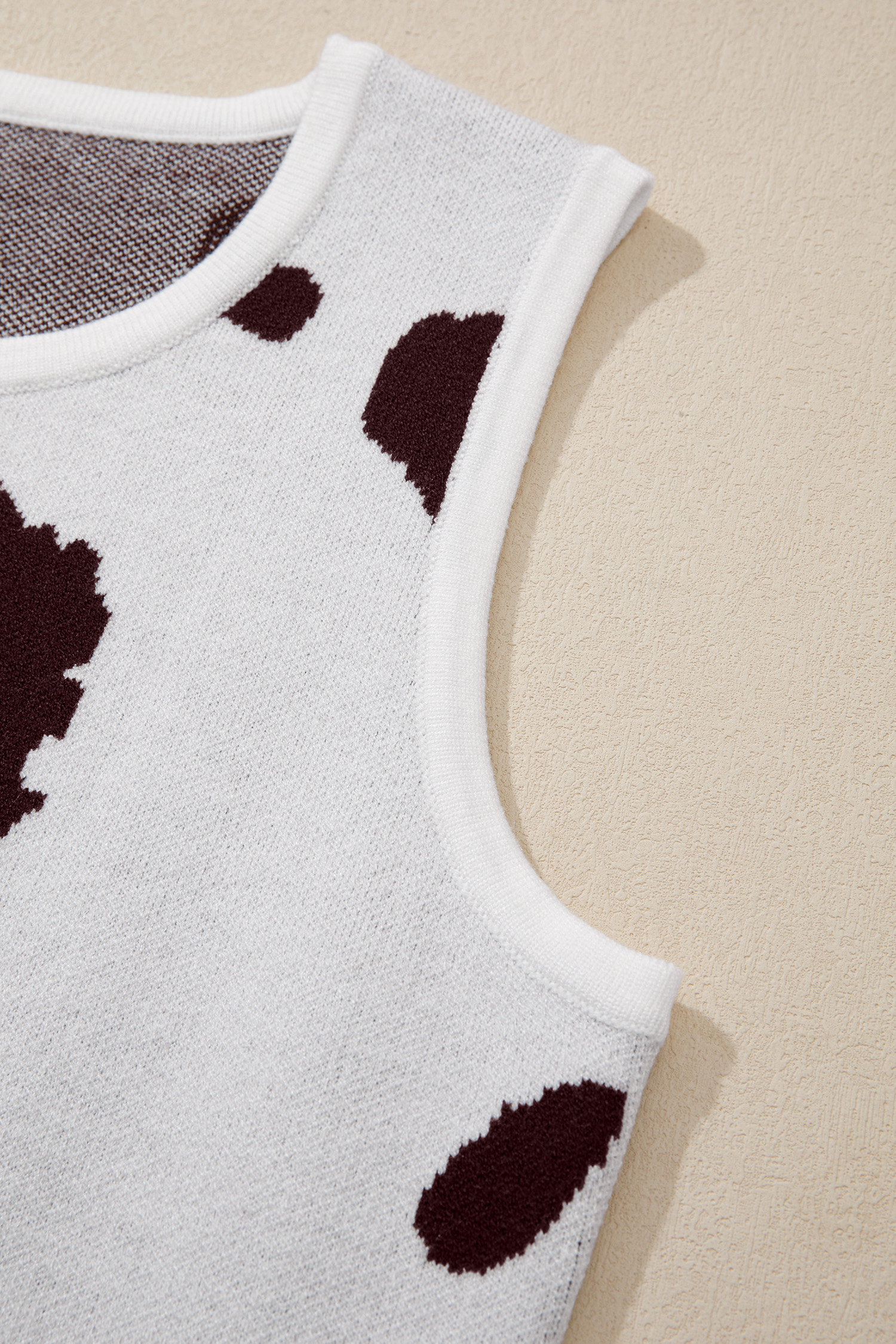 Women's Western Cow Spot Print Sweater Vest – Sleeveless Button Down Knit Top for Daily Wear - Detail View 10 Women's Western Cow Spot Print Sweater Vest – Sleeveless Button Down Knit Top for Daily Wear - Detail View 10