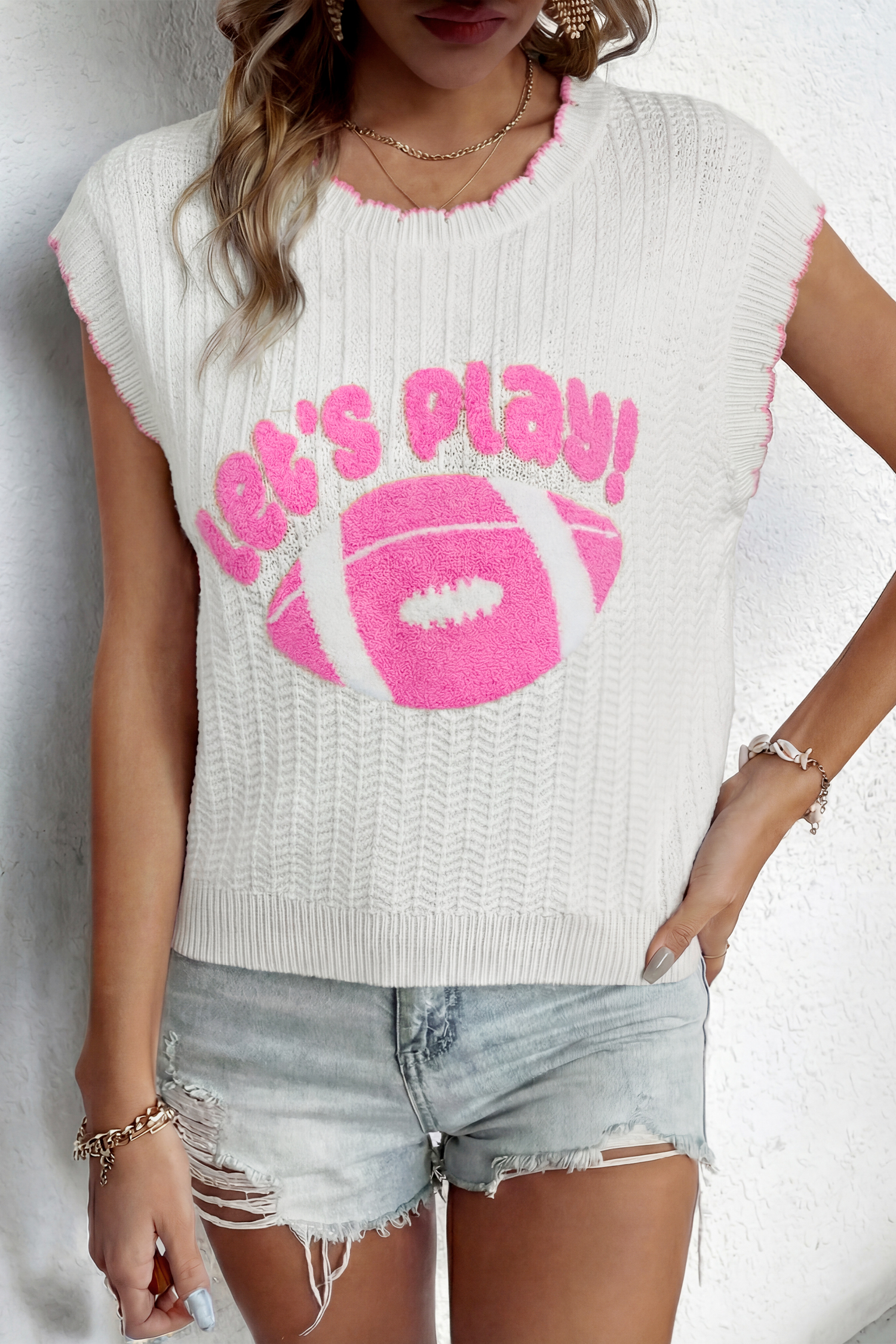 Sporty Women's Knit Rugby Vest – Cute Game Day Gift - Detail View 3 Sporty Women's Knit Rugby Vest – Cute Game Day Gift - Detail View 3
