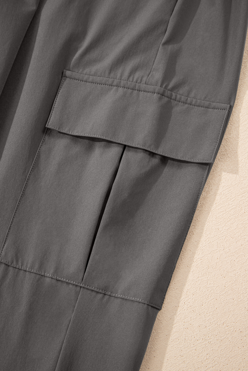 Women's Medium Grey Elastic High Waist Cargo Jogger Pants – Versatile Casual Style for Daily Wear - Detail View 10 Women's Medium Grey Elastic High Waist Cargo Jogger Pants – Versatile Casual Style for Daily Wear - Detail View 10