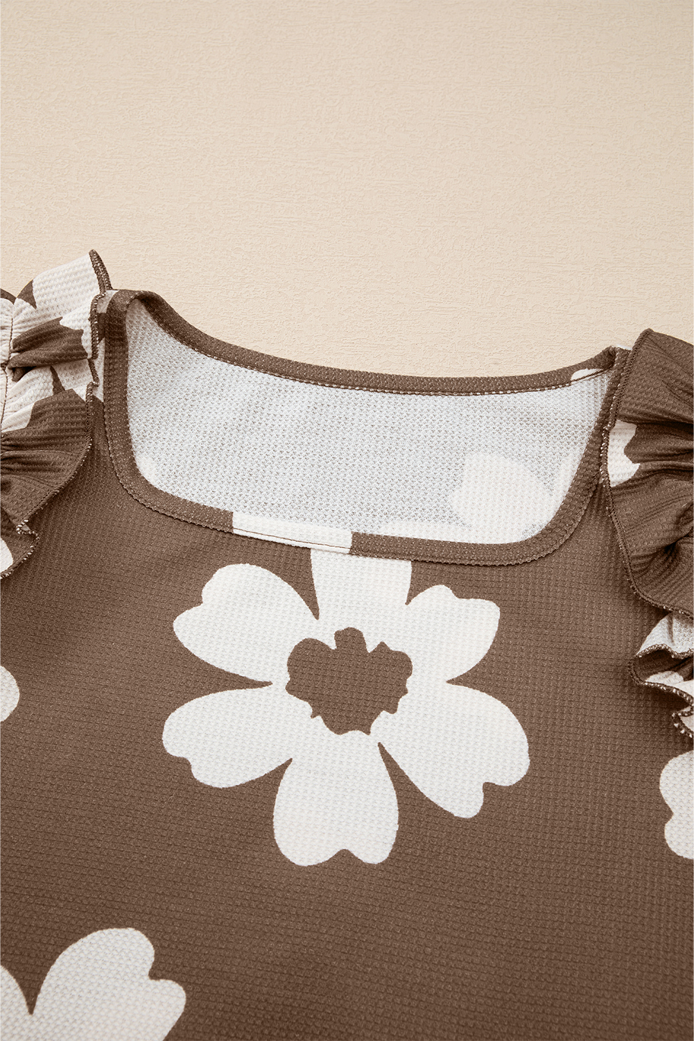 Stylish Square Neck Blouse in Brown – Perfect for Daily and Vacation Wear - Detail View 7 Stylish Square Neck Blouse in Brown – Perfect for Daily and Vacation Wear - Detail View 7