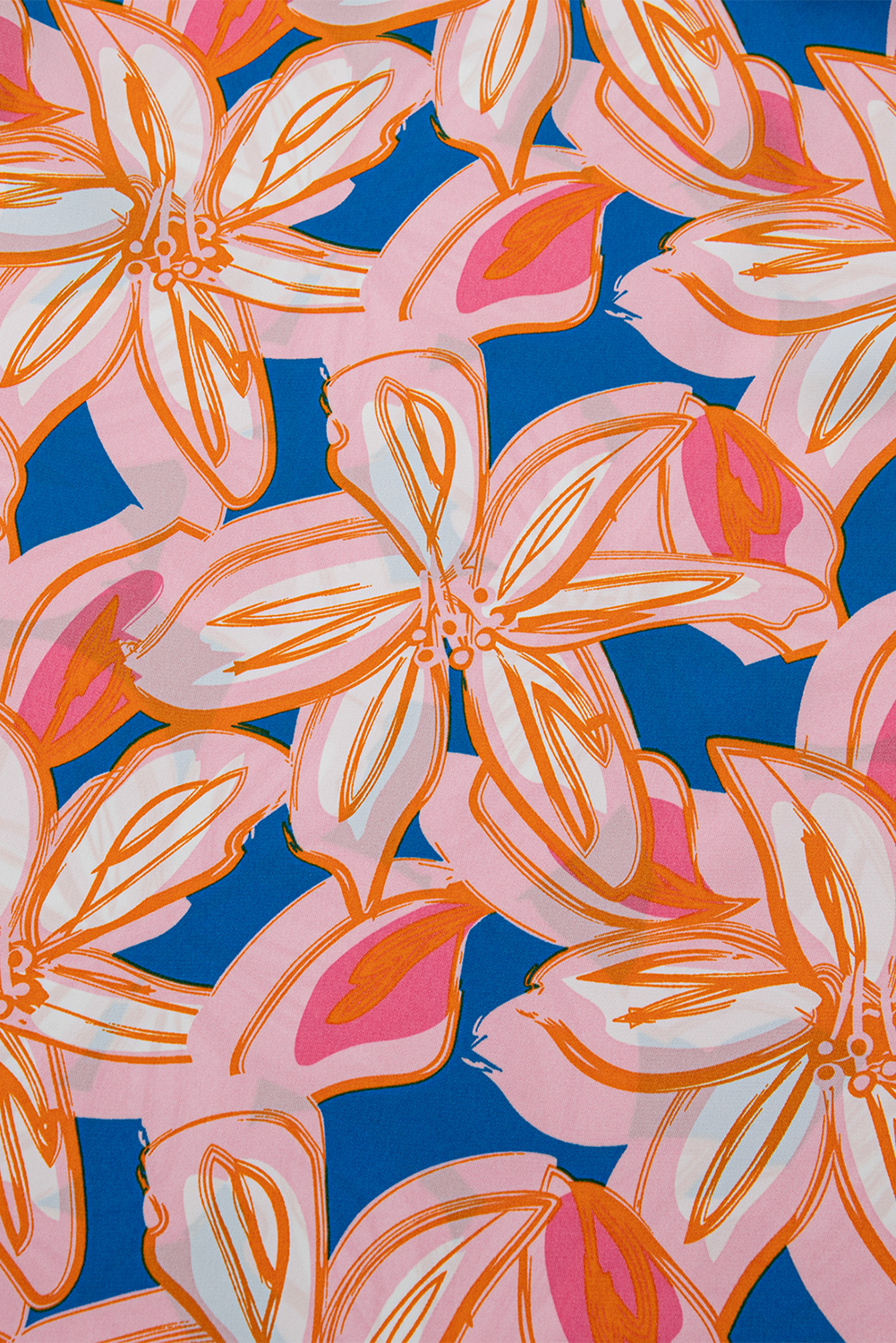 Stylish Short Sleeve Ruffle Blouse in Vibrant Orange Floral Print - Detail View 15 Stylish Short Sleeve Ruffle Blouse in Vibrant Orange Floral Print - Detail View 15