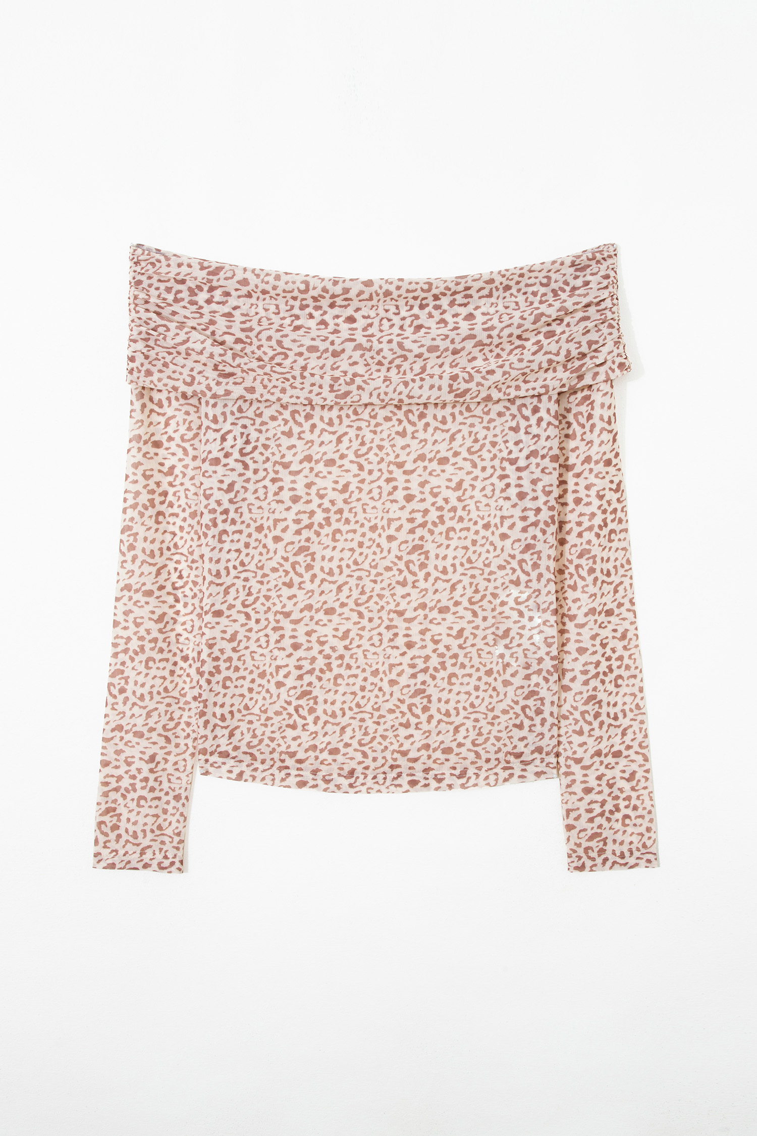 Women's Leopard Off Shoulder Top, Trendy Slim Mesh Blouse - Detail View 8 Women's Leopard Off Shoulder Top, Trendy Slim Mesh Blouse - Detail View 8