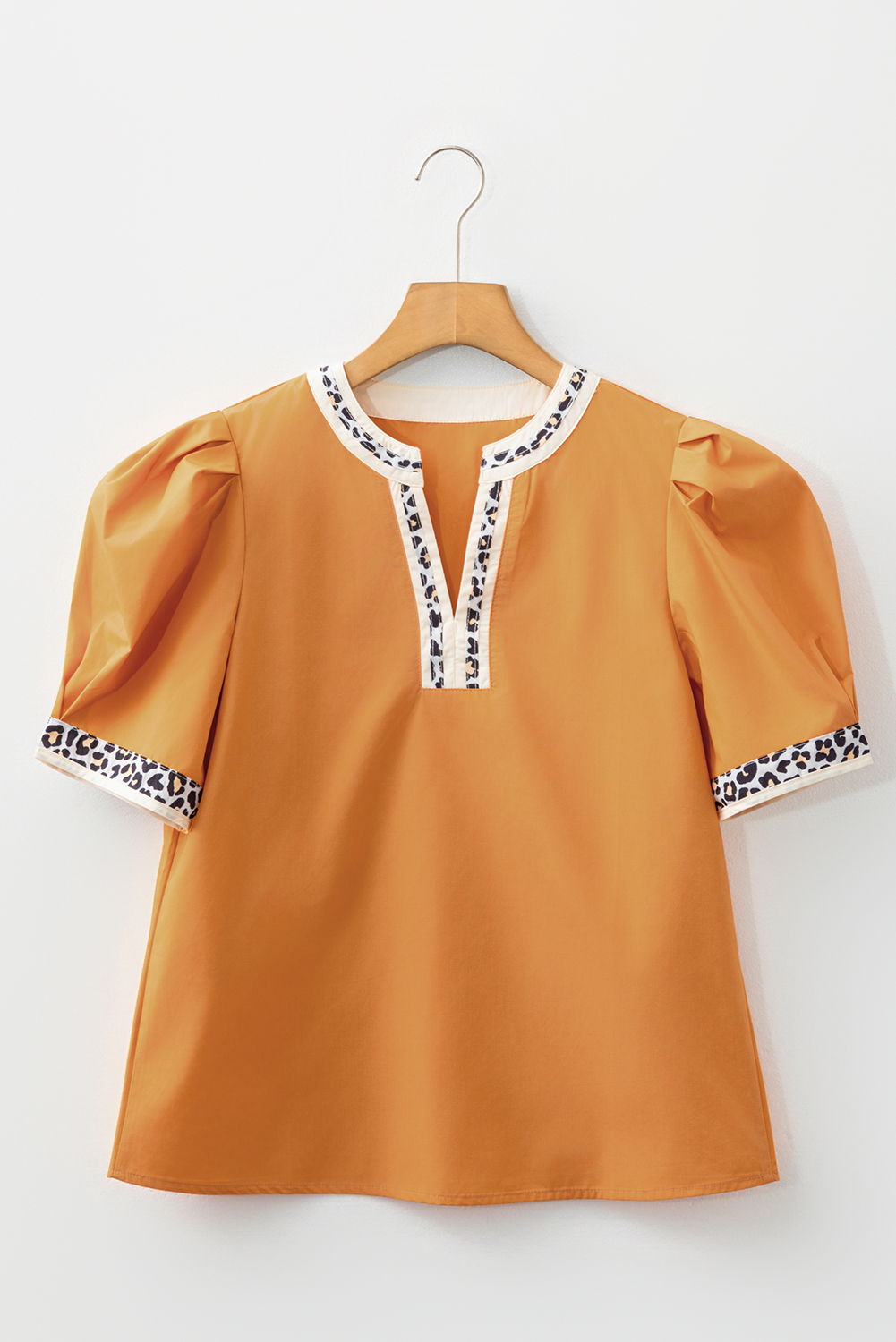 Southern Belle Style: Buckskin Contrast Leopard Trim Blouse for Effortless Autumn Outfits - Detail View 5 Southern Belle Style: Buckskin Contrast Leopard Trim Blouse for Effortless Autumn Outfits - Detail View 5