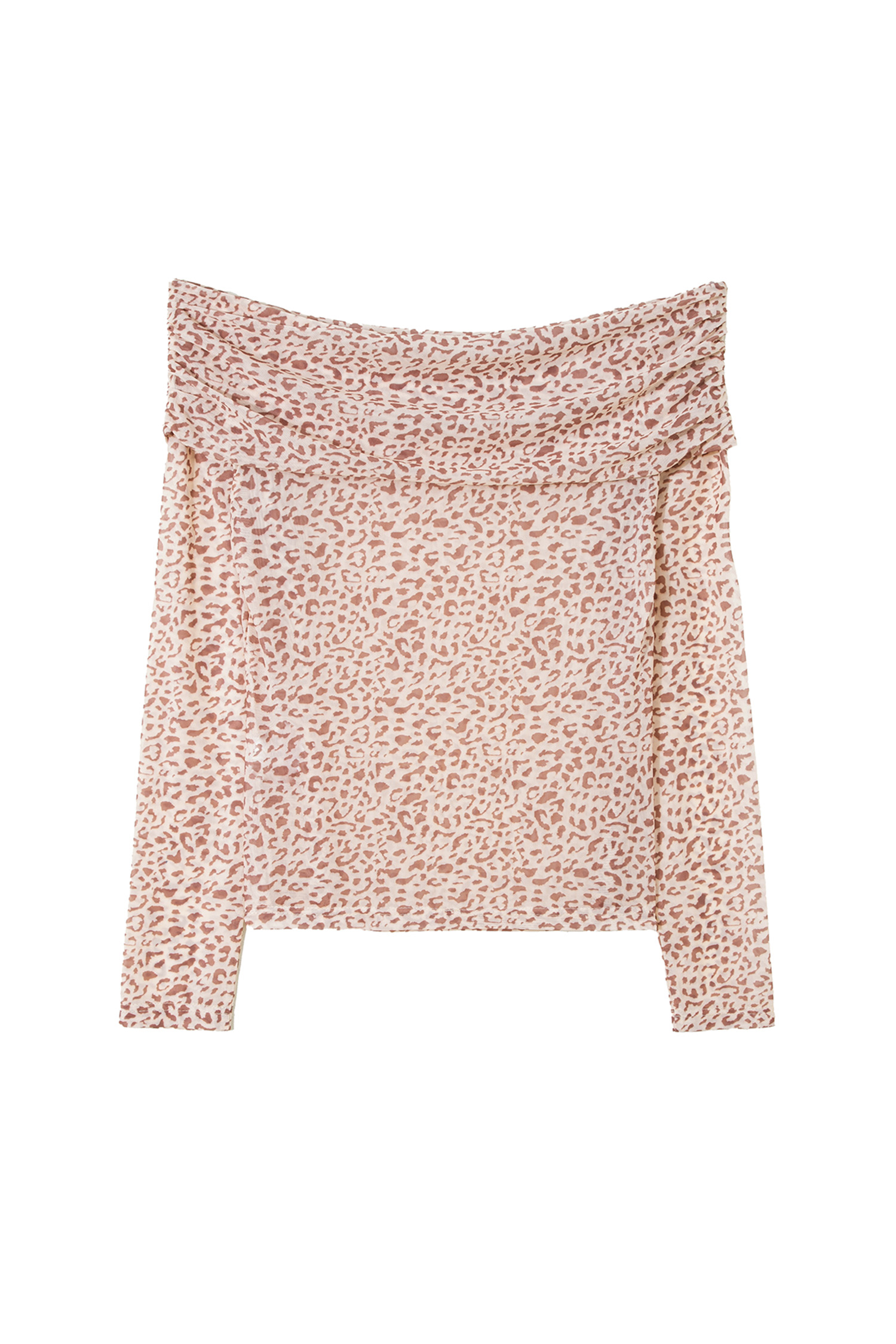 Women's Off Shoulder Mesh Top, Casual Leopard Print Blouse - Detail View 7 Women's Off Shoulder Mesh Top, Casual Leopard Print Blouse - Detail View 7