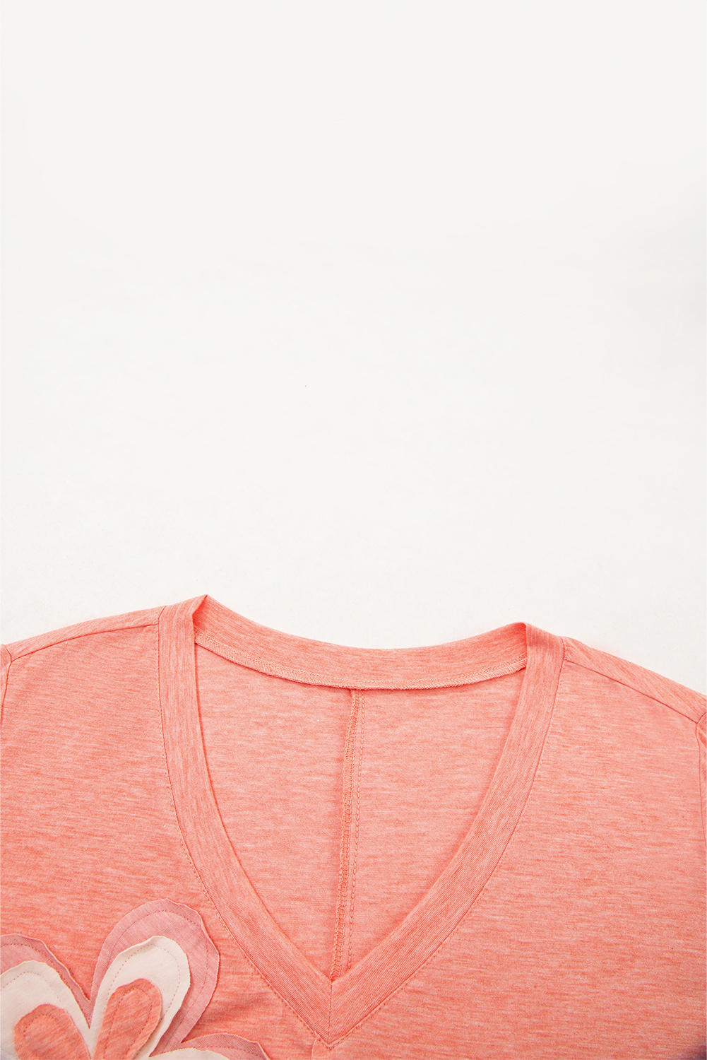 Trendy V Neck Long Sleeve Top in Fresh Salmon - Ideal for Fall & Autumn Outfits - Detail View 7 Trendy V Neck Long Sleeve Top in Fresh Salmon - Ideal for Fall & Autumn Outfits - Detail View 7