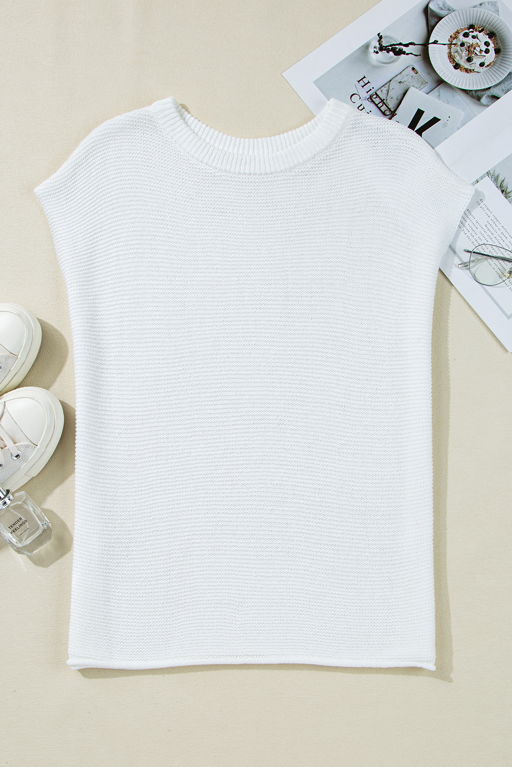 Stylish Jet Stream Solid Color Sweater Tee with Side Slits for Women - Detail View 9 Stylish Jet Stream Solid Color Sweater Tee with Side Slits for Women - Detail View 9