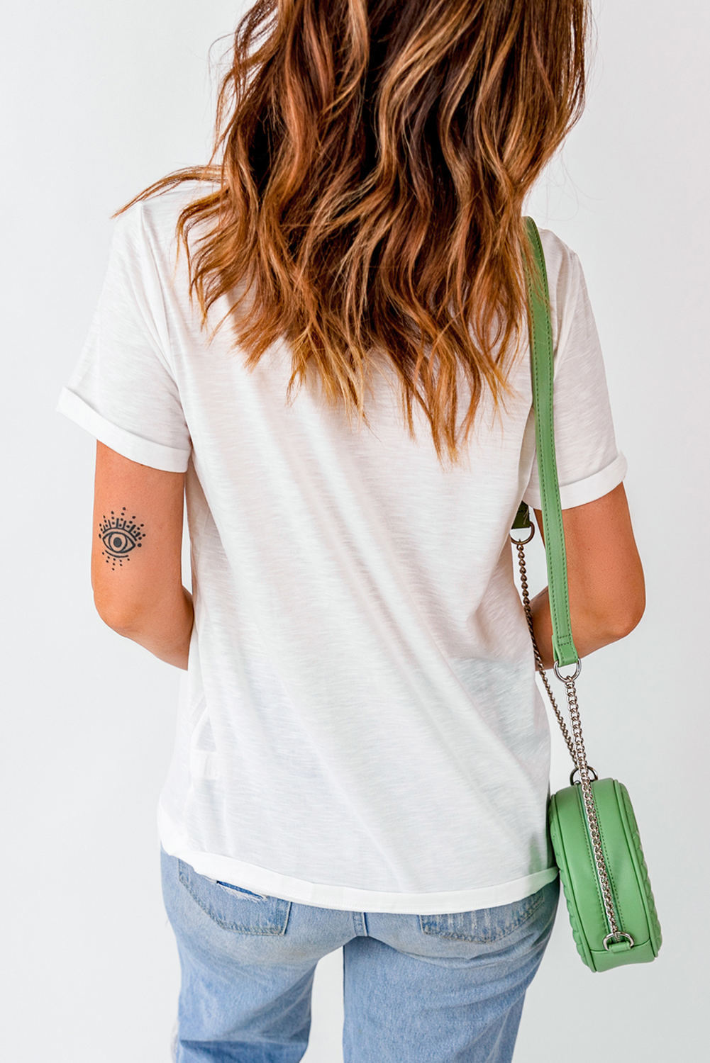 Women's Graphic Tee, White Flag T-Shirt, USA Flag, Crew Neck, Short Sleeve, Casual Style, Patriotic Shirt, Floral Details, Lightweight Material, Summer Wear, Daily Wear, Comfortable Tee, Independence Day Outfit - Detail View 8 Women's Graphic Tee, White Flag T-Shirt, USA Flag, Crew Neck, Short Sleeve, Casual Style, Patriotic Shirt, Floral Details, Lightweight Material, Summer Wear, Daily Wear, Comfortable Tee, Independence Day Outfit - Detail View 8