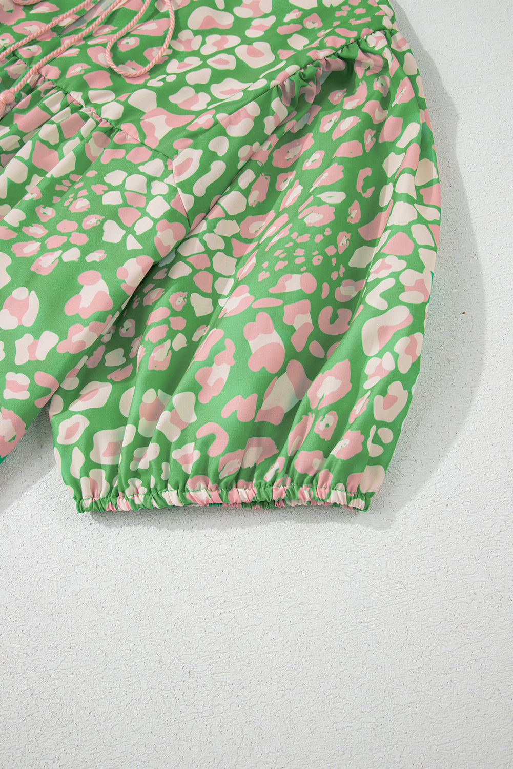 Plus Size Blouse, Green Floral, Tassel Tie, Split Neck, Puff Sleeves, Casual Wear, Daily Outfit, Feminine Style, Versatile Top, Summer Fashion, Comfortable Fit, Polyester Material, Tops & Shirts - Detail View 12 Plus Size Blouse, Green Floral, Tassel Tie, Split Neck, Puff Sleeves, Casual Wear, Daily Outfit, Feminine Style, Versatile Top, Summer Fashion, Comfortable Fit, Polyester Material, Tops & Shirts - Detail View 12
