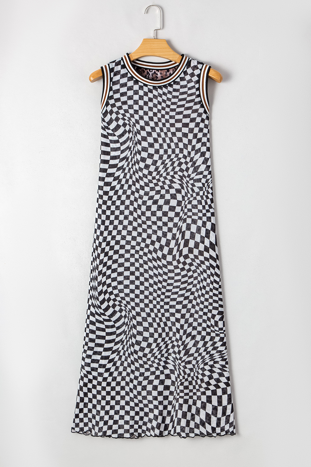 Women's Multicolour Leopard Checkered Reversible Sleeveless Maxi Dress - Chic Summer Style - Detail View 17 Women's Multicolour Leopard Checkered Reversible Sleeveless Maxi Dress - Chic Summer Style - Detail View 17
