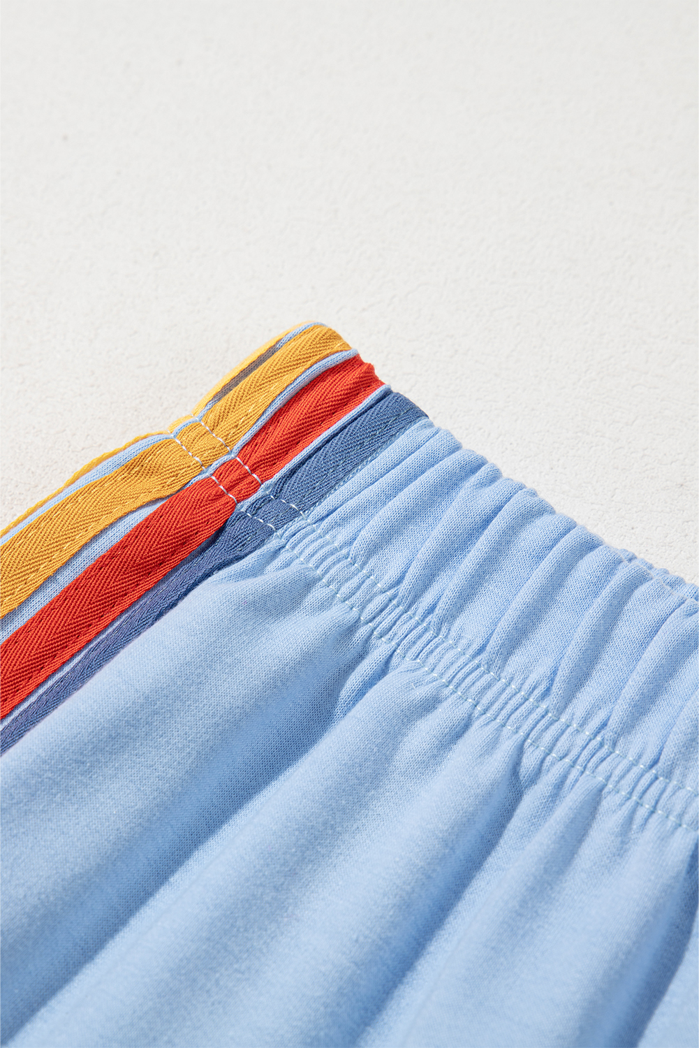 Women's Sweatpants, Light Blue, High Waist, Rainbow Stripes, Casual Style, Daily Wear, Comfortable, Athletic, Solid Color, Elastic Waist, Pockets, Versatile Bottoms, Spring Fashion, Easy to Style - Detail View 8 Women's Sweatpants, Light Blue, High Waist, Rainbow Stripes, Casual Style, Daily Wear, Comfortable, Athletic, Solid Color, Elastic Waist, Pockets, Versatile Bottoms, Spring Fashion, Easy to Style - Detail View 8