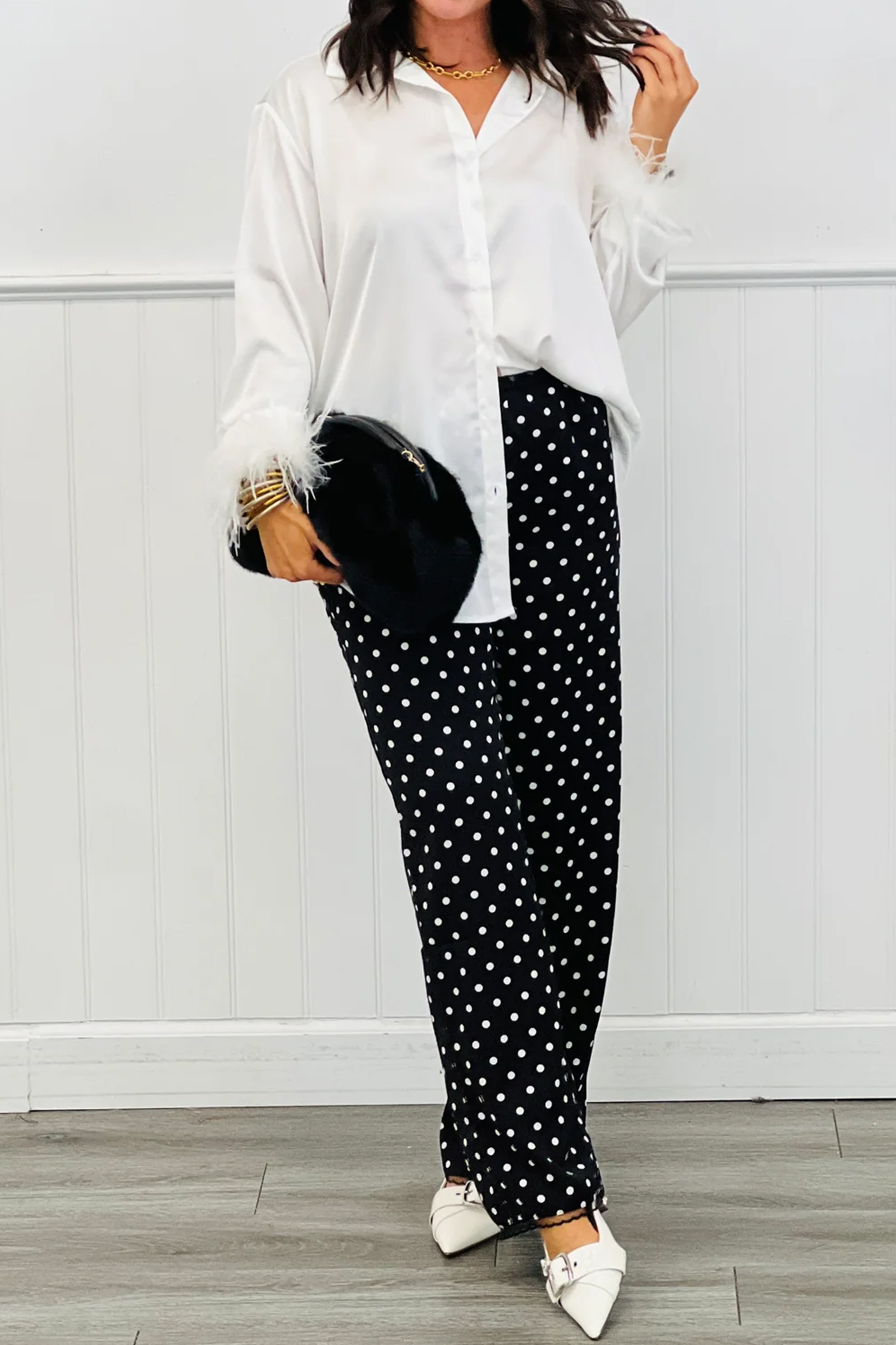 Casual Polka Dot Print Pants – Versatile Loose Wide-Leg Trousers for Women, Stylish Gift for Any Occasion - Detail View 6 Casual Polka Dot Print Pants – Versatile Loose Wide-Leg Trousers for Women, Stylish Gift for Any Occasion - Detail View 6