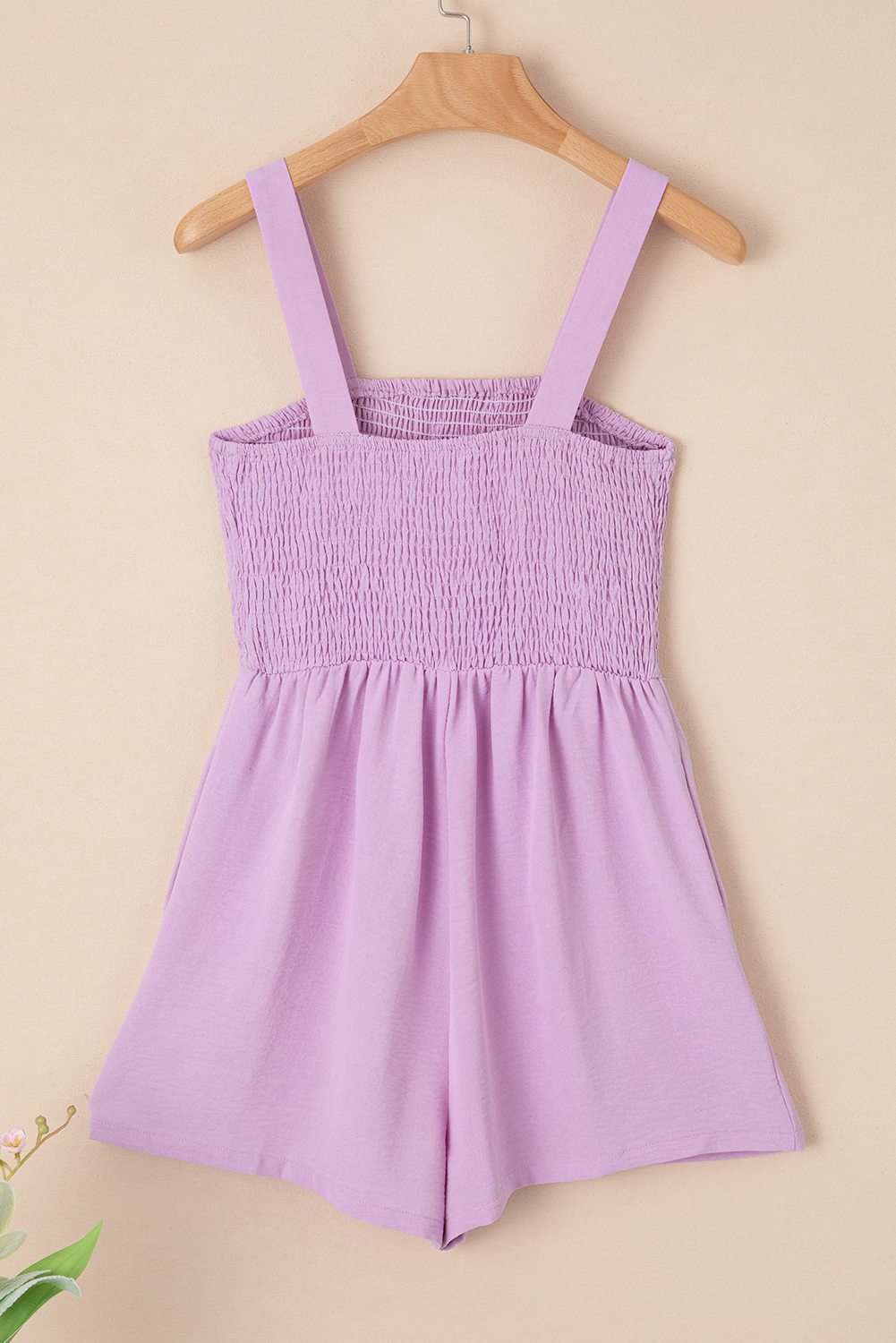 Pocketed Smocked Romper for Women – Casual Sleeveless Style - Detail View 6 Pocketed Smocked Romper for Women – Casual Sleeveless Style - Detail View 6