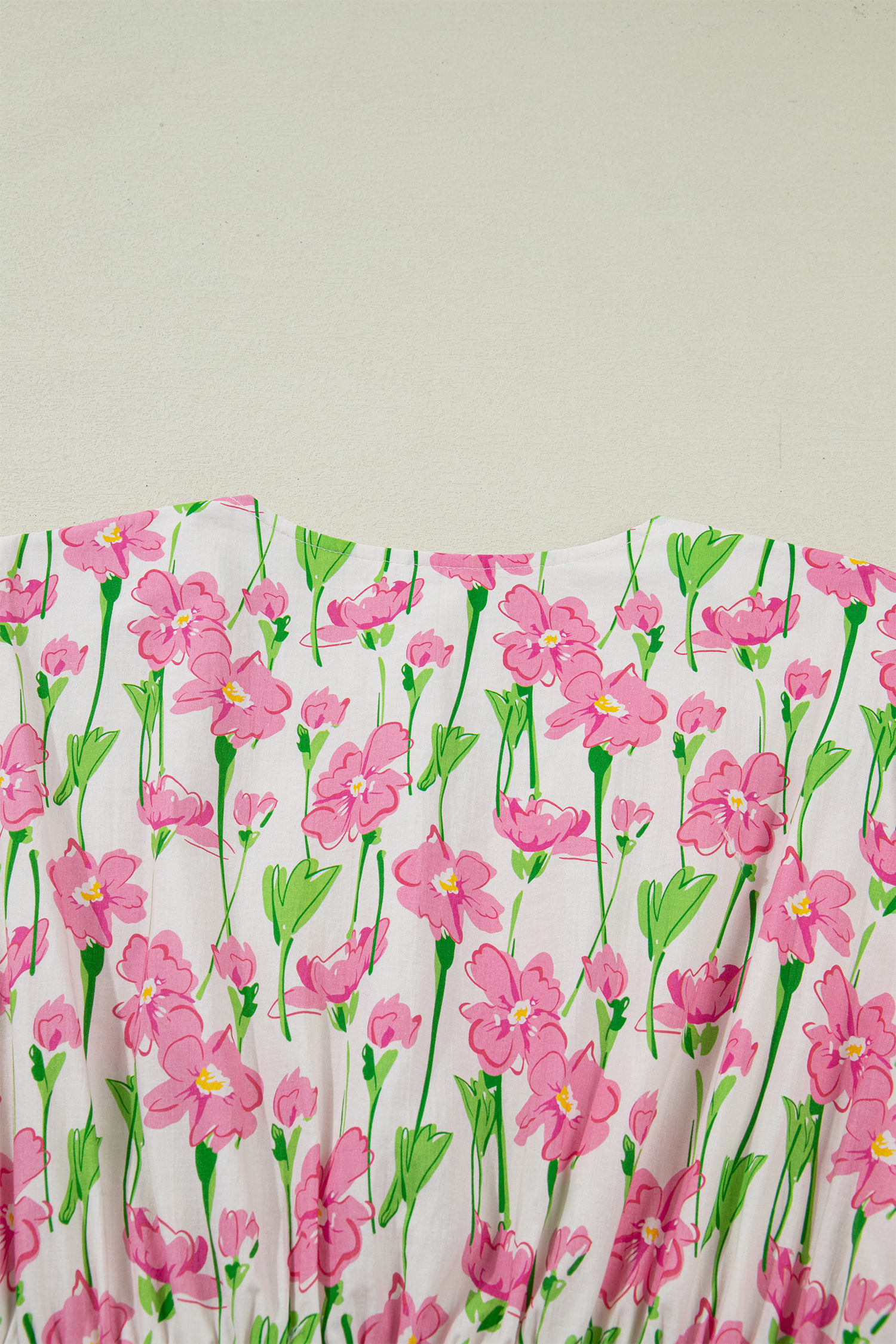 Stylish Women's Pink Floral Print Midi Dress – Elegant V Neck, High Waist Design for Summer Events - Detail View 21 Stylish Women's Pink Floral Print Midi Dress – Elegant V Neck, High Waist Design for Summer Events - Detail View 21
