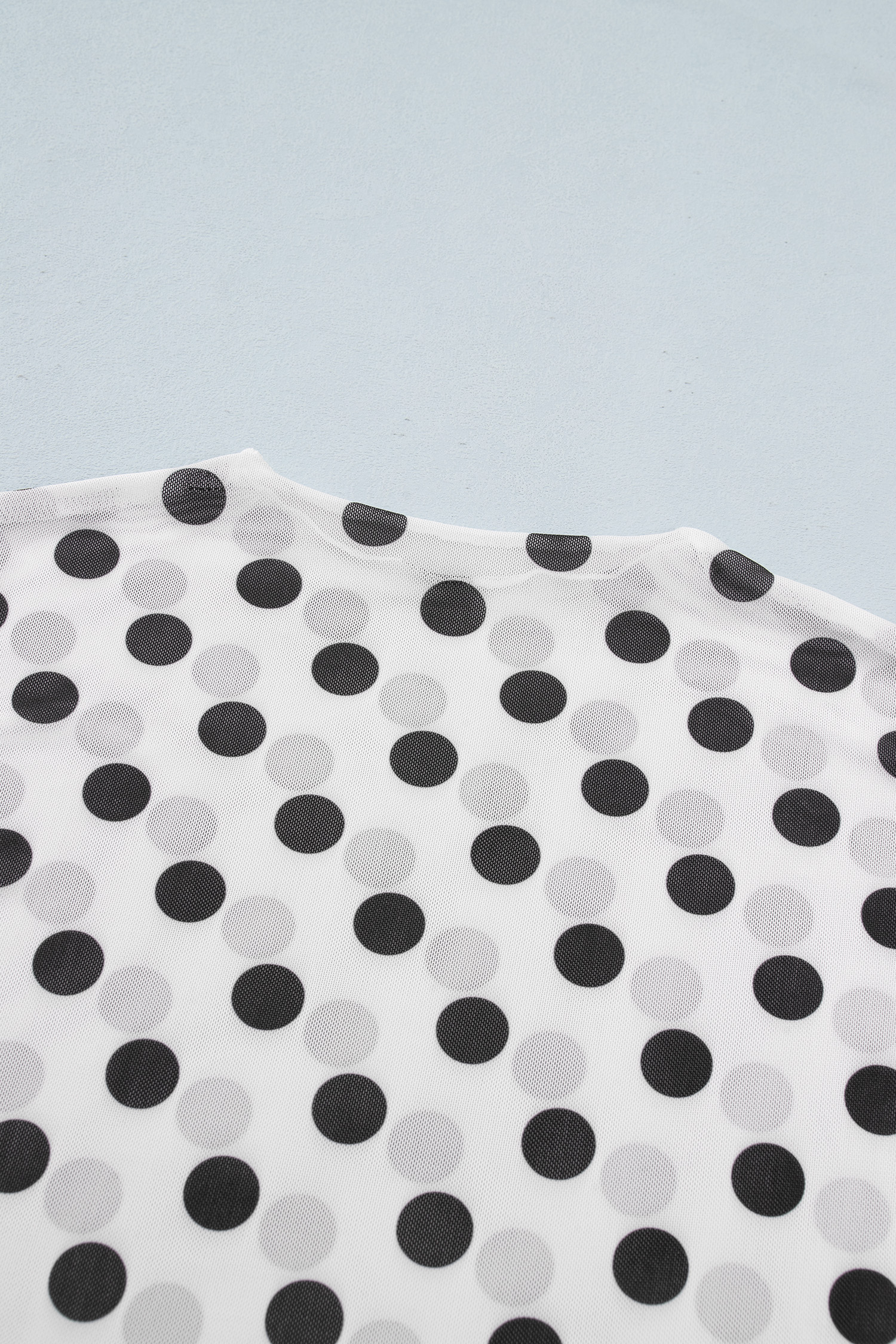 Chic Polka Dot Sheer Top for Women – Mesh Long Sleeve Tee - Detail View 11 Chic Polka Dot Sheer Top for Women – Mesh Long Sleeve Tee - Detail View 11