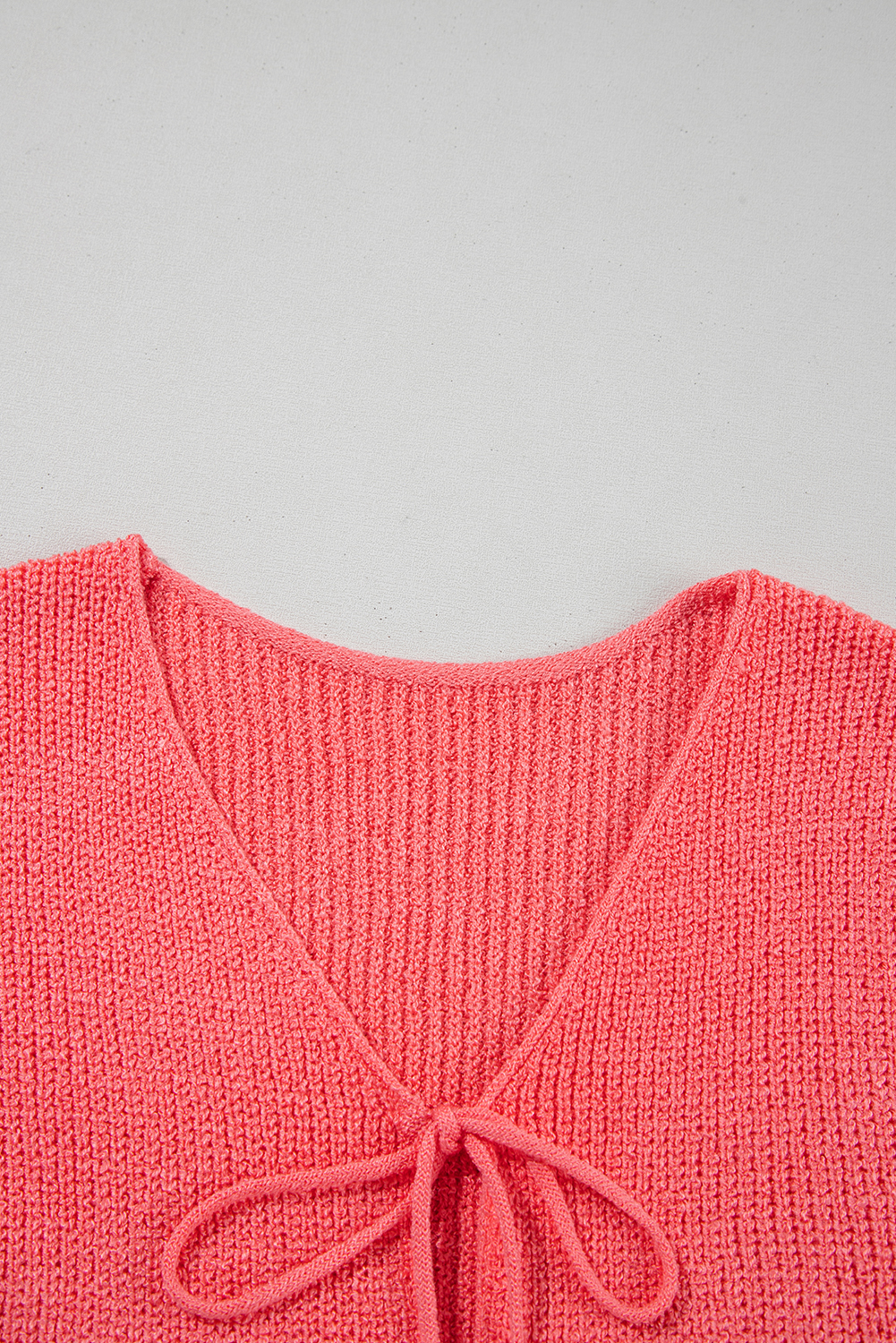 Tomato Red Knit Sweater Vest, Women's Casual Sleeveless Layer - Detail View 12 Tomato Red Knit Sweater Vest, Women's Casual Sleeveless Layer - Detail View 12