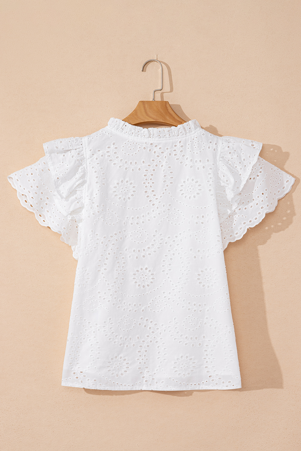 Chic V Neck Cotton Blouse with Frill Detail - Versatile Summer Style - Detail View 10 Chic V Neck Cotton Blouse with Frill Detail - Versatile Summer Style - Detail View 10
