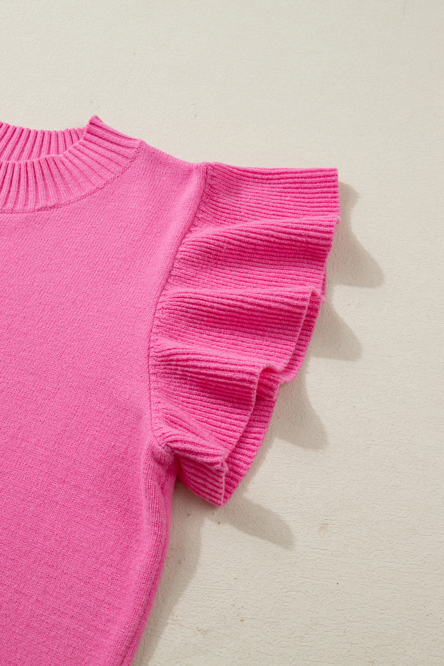 Summer Ready Sachet Pink Ribbed Sweater with Ruffle Details – Ideal for Women - Detail View 9 Summer Ready Sachet Pink Ribbed Sweater with Ruffle Details – Ideal for Women - Detail View 9