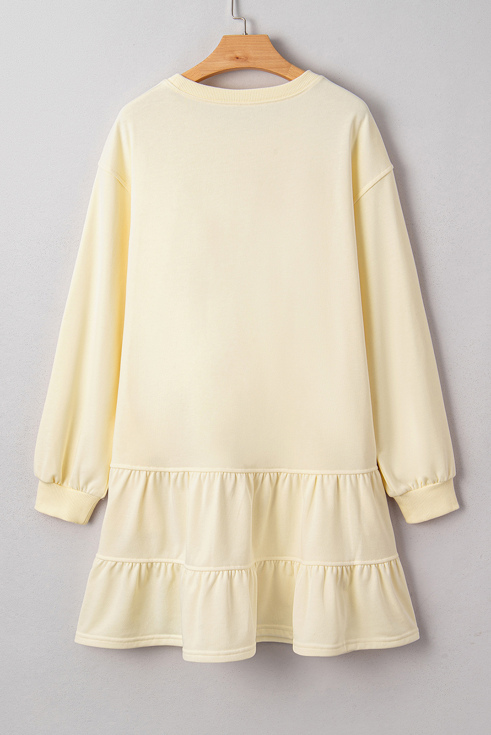 Chic H-Line Silhouette Solid Color Mini Dress for Autumn - Round Neck and Loose Fit - Detail View 7 Chic H-Line Silhouette Solid Color Mini Dress for Autumn - Round Neck and Loose Fit - Detail View 7