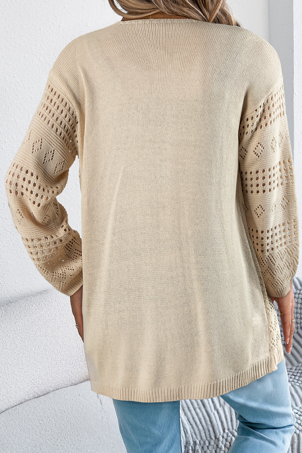 Casual Fall & Autumn Knit Cardigan - Open Front Design for Everyday Wear - Detail View 3 Casual Fall & Autumn Knit Cardigan - Open Front Design for Everyday Wear - Detail View 3
