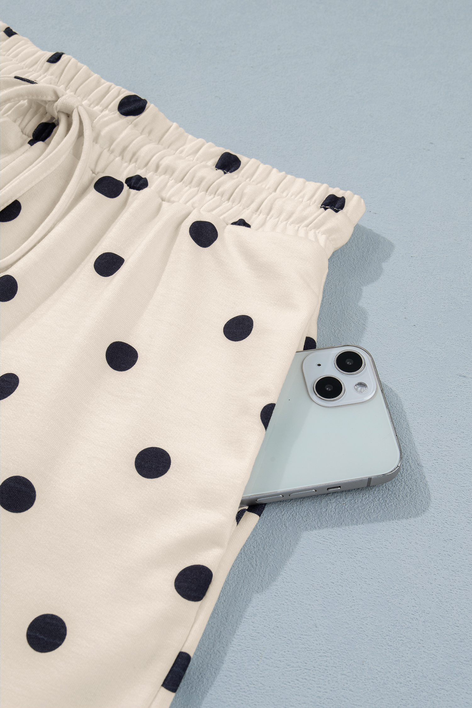 Women's Casual Polka Dot Set – Round Neck Short Sleeve Top and Drawstring Shorts, Summer Vacation Gift - Detail View 9 Women's Casual Polka Dot Set – Round Neck Short Sleeve Top and Drawstring Shorts, Summer Vacation Gift - Detail View 9
