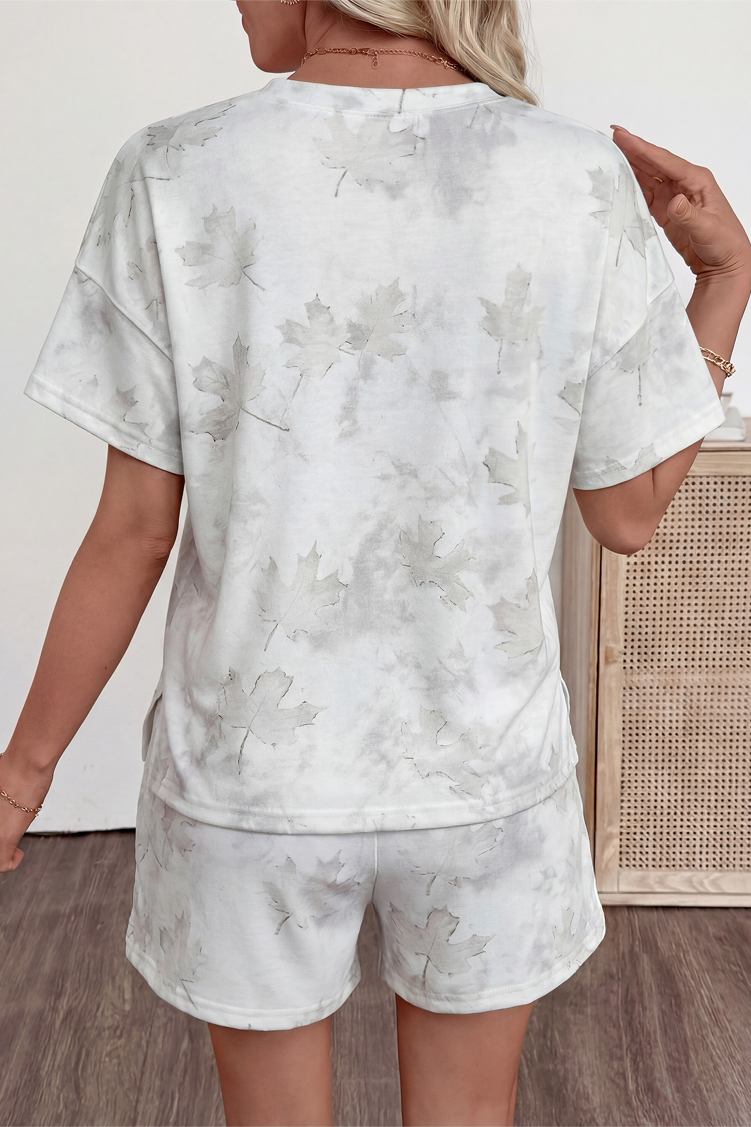 Women's Summer 2-Piece Outfit – Woodland Camouflage Print Short Set, High Waist Casual Wear for Daily Lounging - Detail View 3 Women's Summer 2-Piece Outfit – Woodland Camouflage Print Short Set, High Waist Casual Wear for Daily Lounging - Detail View 3