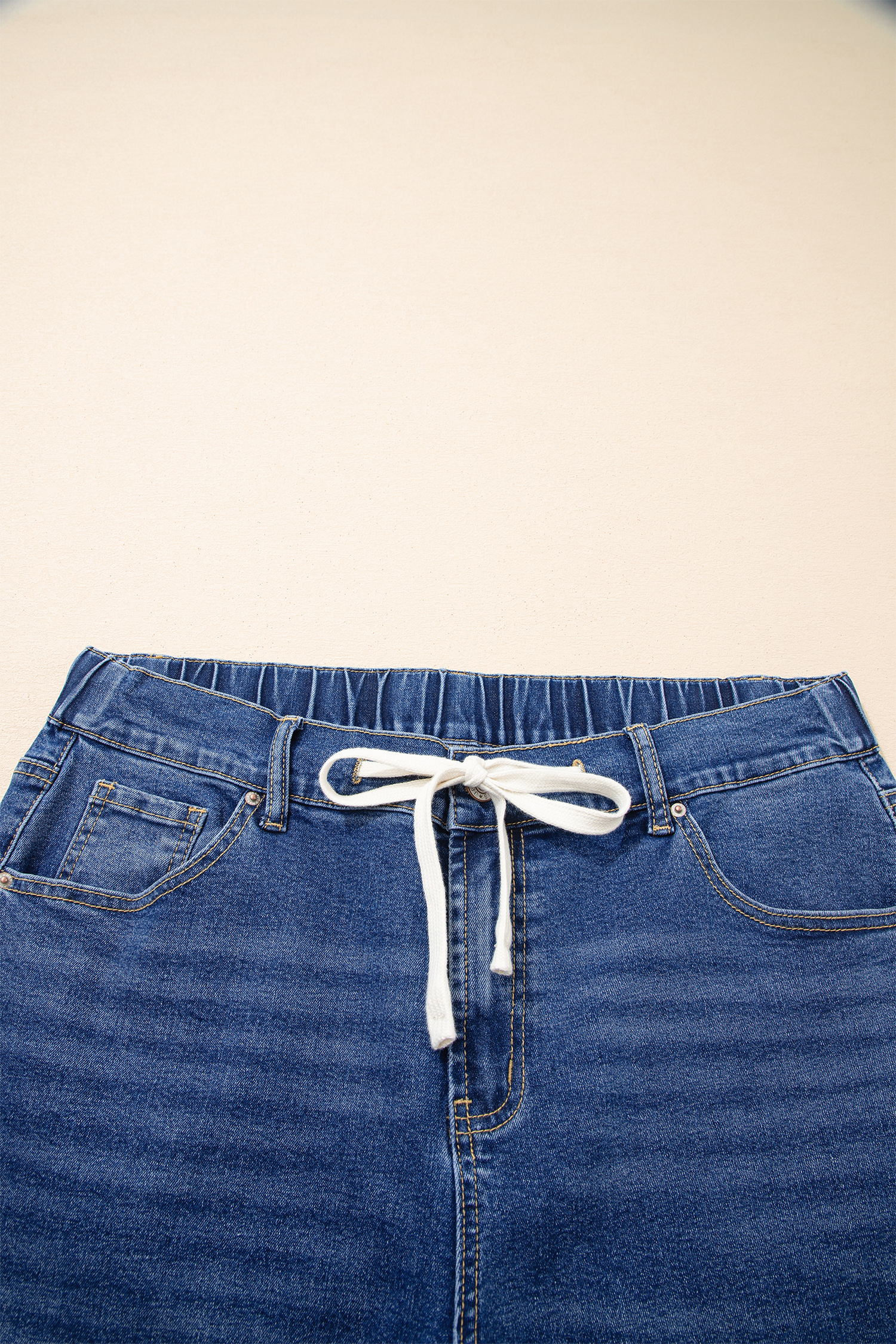 Chic Dark Blue Acid Wash Plus Size Jeans with Lace-up Design – Perfect for Daily Wear - Detail View 6 Chic Dark Blue Acid Wash Plus Size Jeans with Lace-up Design – Perfect for Daily Wear - Detail View 6