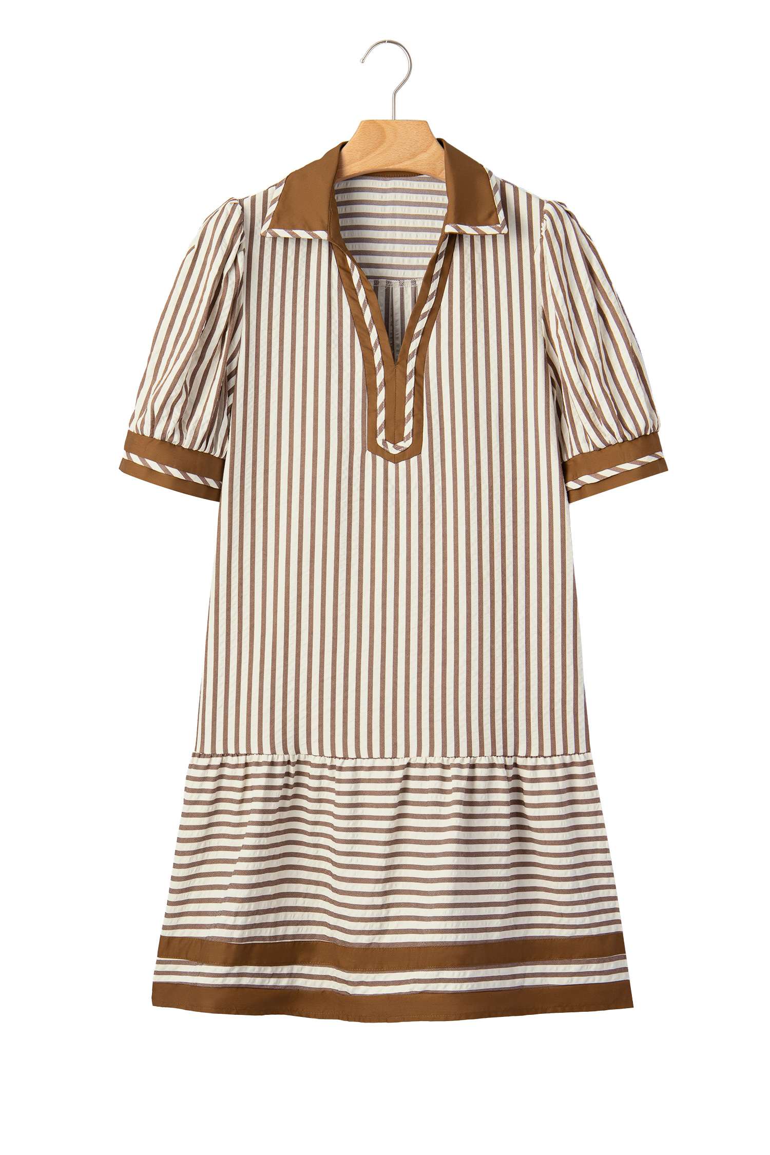 Modern Striped Dress for Women – Casual Ruffle Hem Mini - Detail View 6 Modern Striped Dress for Women – Casual Ruffle Hem Mini - Detail View 6
