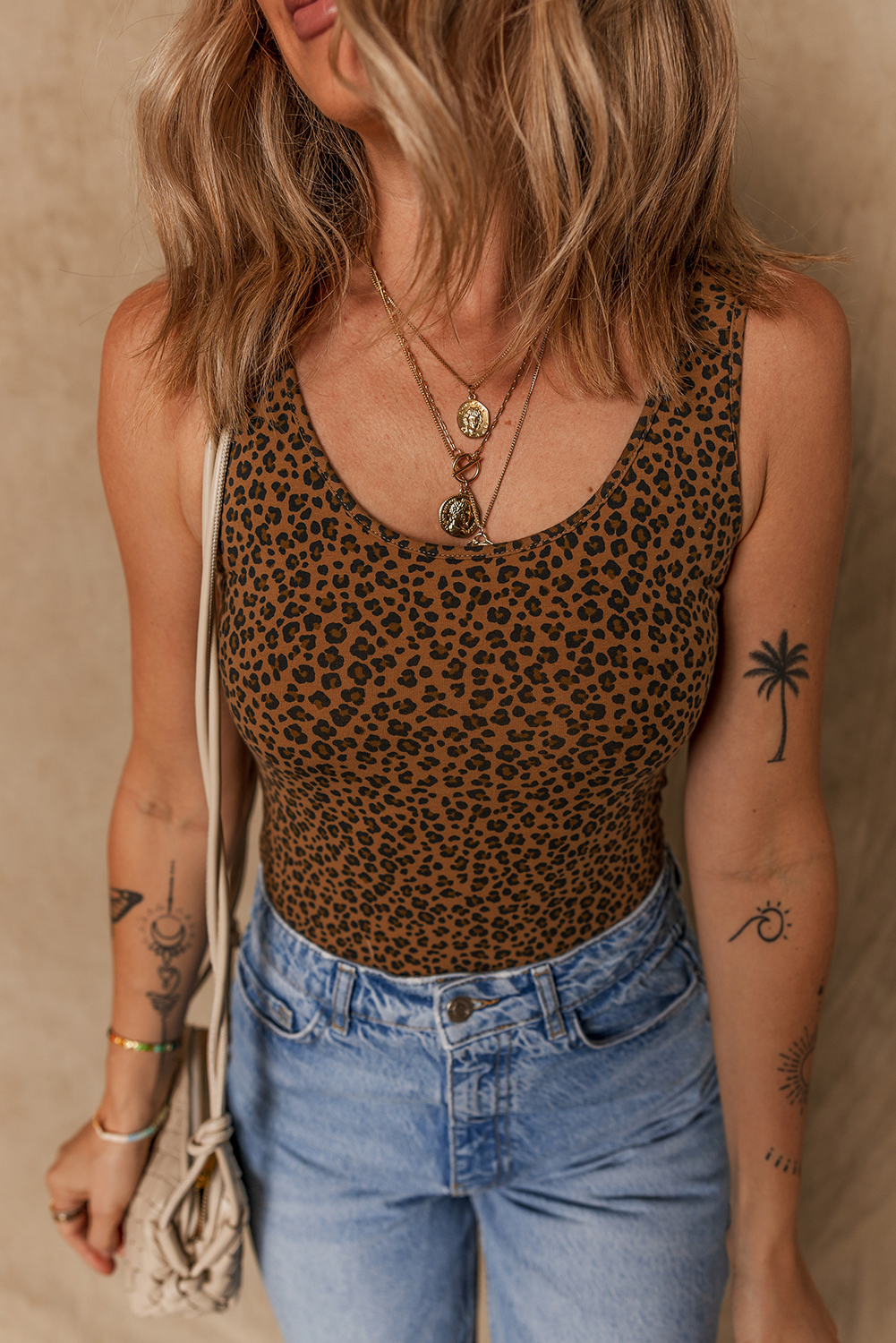 High Elasticity Sleeveless Leopard Print Bodysuit - Comfortable Daily Wear - Detail View 7 High Elasticity Sleeveless Leopard Print Bodysuit - Comfortable Daily Wear - Detail View 7