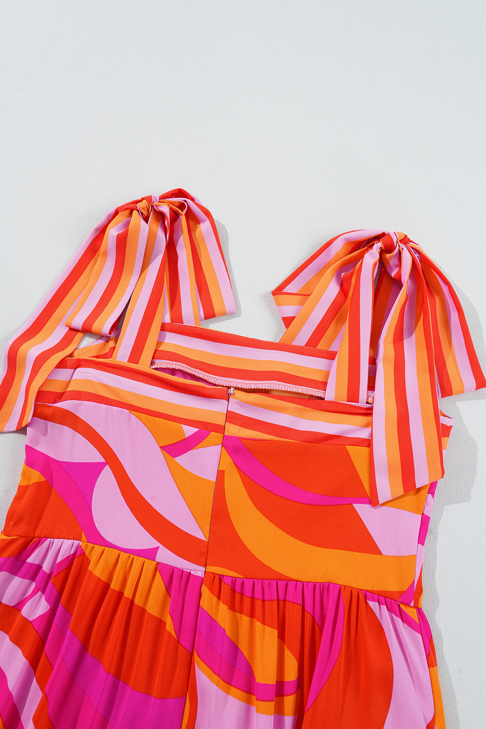 Women's Maxi Dress, Red Dress, Abstract Print, High Waist, Knotted Shoulder, Sleeveless, Elegant, Vacation Wear, Casual Style, Fit and Flare, Summer Fashion, Beach Dress, Bohemian Style, Unique Design - Detail View 12 Women's Maxi Dress, Red Dress, Abstract Print, High Waist, Knotted Shoulder, Sleeveless, Elegant, Vacation Wear, Casual Style, Fit and Flare, Summer Fashion, Beach Dress, Bohemian Style, Unique Design - Detail View 12