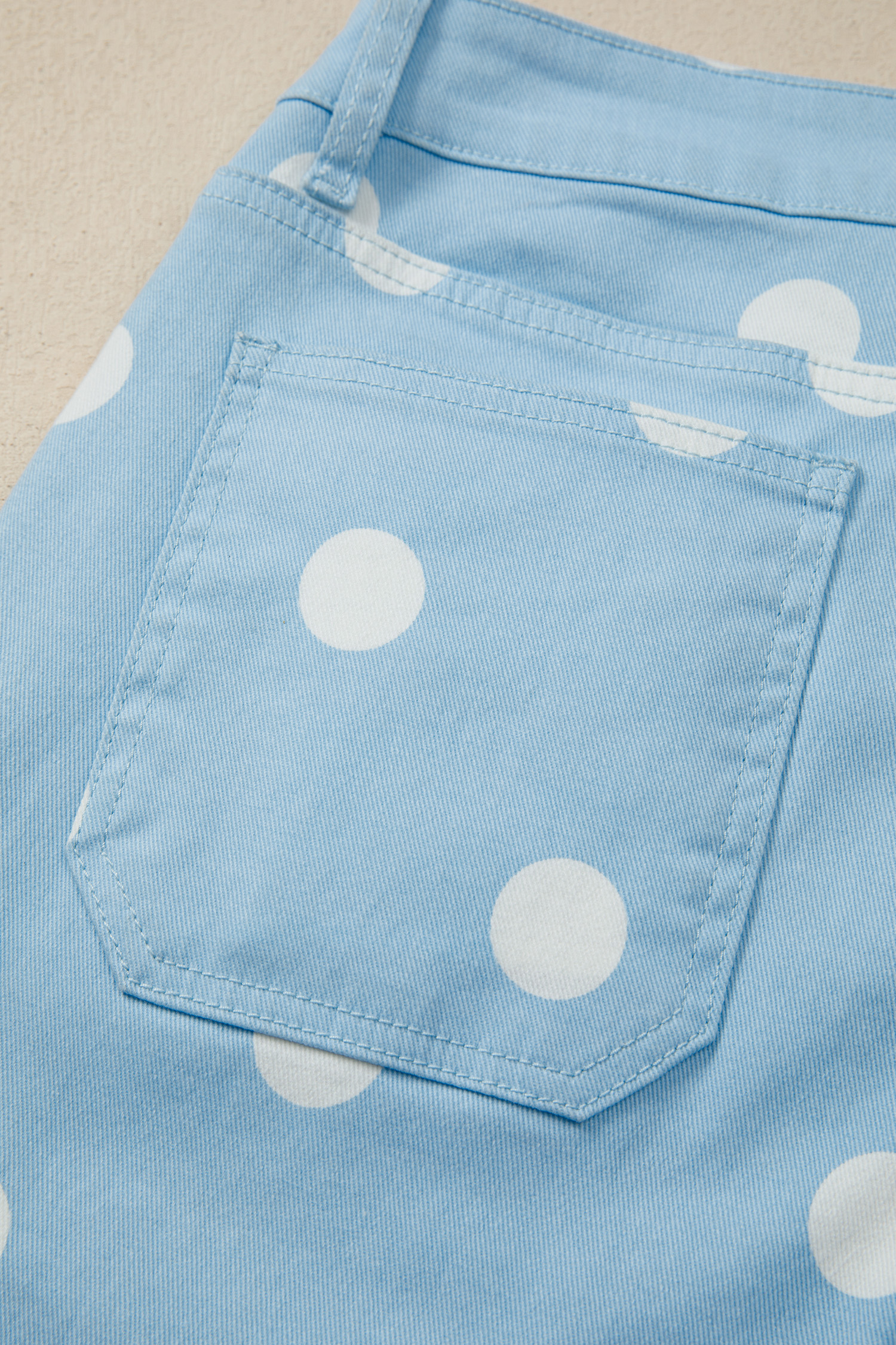 Modern Women's Sky Blue Polka Dot Shift Jeans – High Waist Casual Pants for Office & Daily Wear - Detail View 8 Modern Women's Sky Blue Polka Dot Shift Jeans – High Waist Casual Pants for Office & Daily Wear - Detail View 8